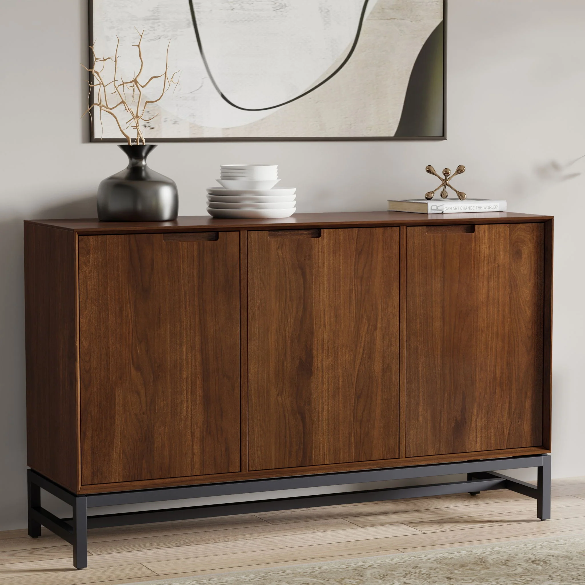 Banting - 3 Door Sideboard Buffet With Adjustable Shelves - Natural Walnut - Image 3