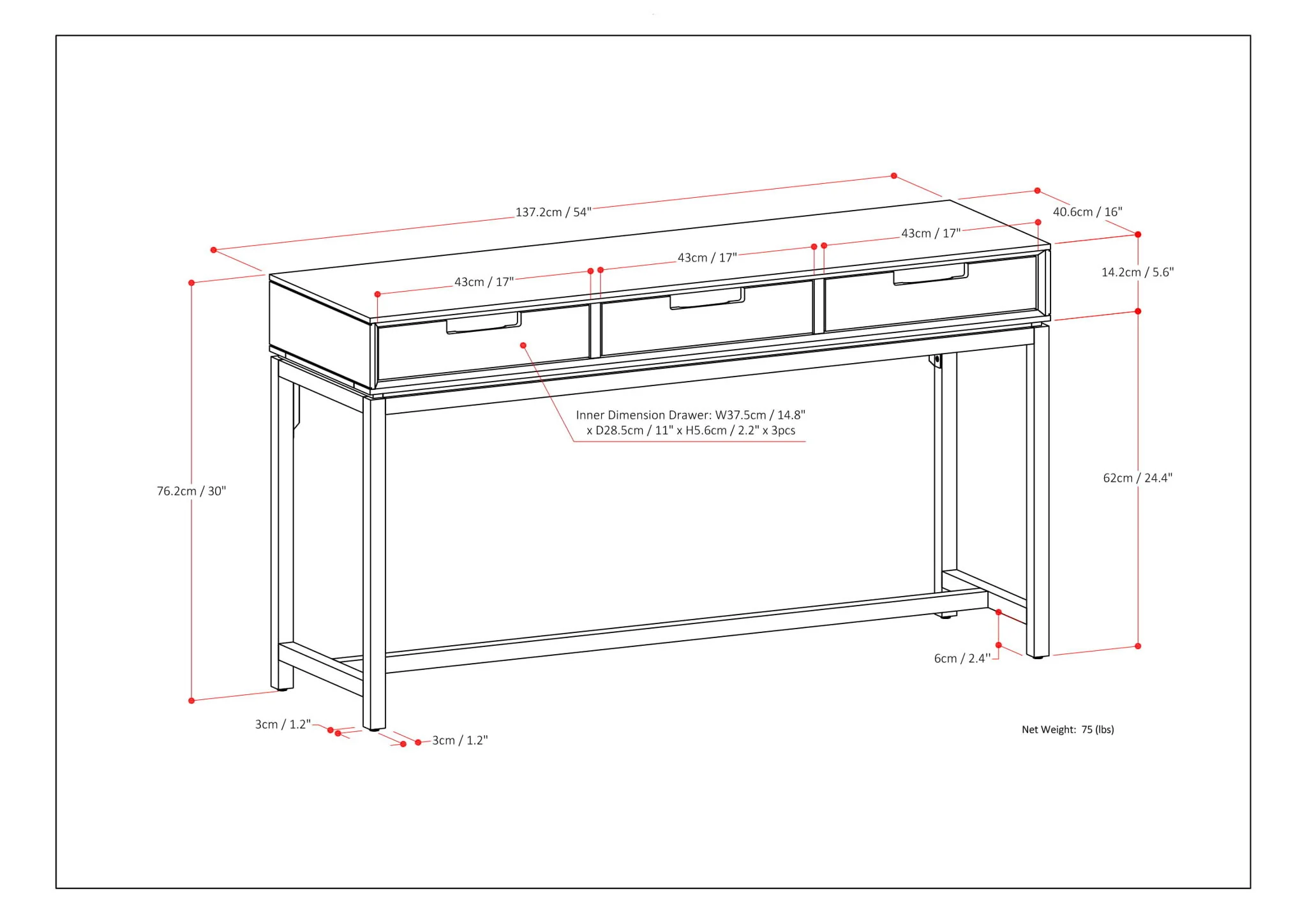 Banting - Wide Console Table - Walnut Brown - Image 4