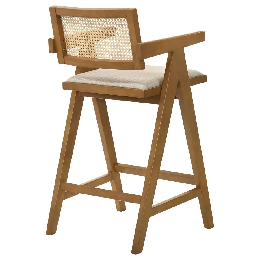 Kane - Woven Rattan Wood Bar Chair (Set of 2) - Light Walnut - Image 8
