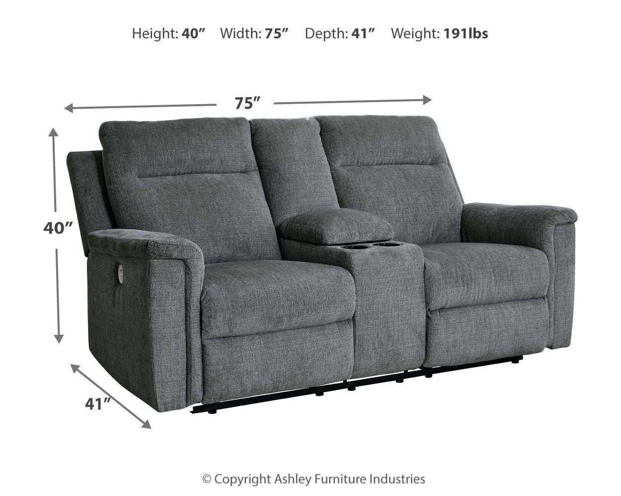 Barnsana - Dbl Power Reclining Loveseat With Console - Image 12