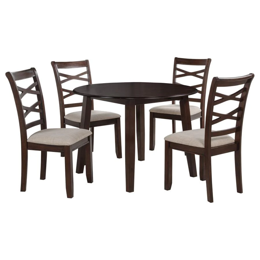 Barton - 5 Piece Round Wood Dining Table Set - Dark Brown - Image 4