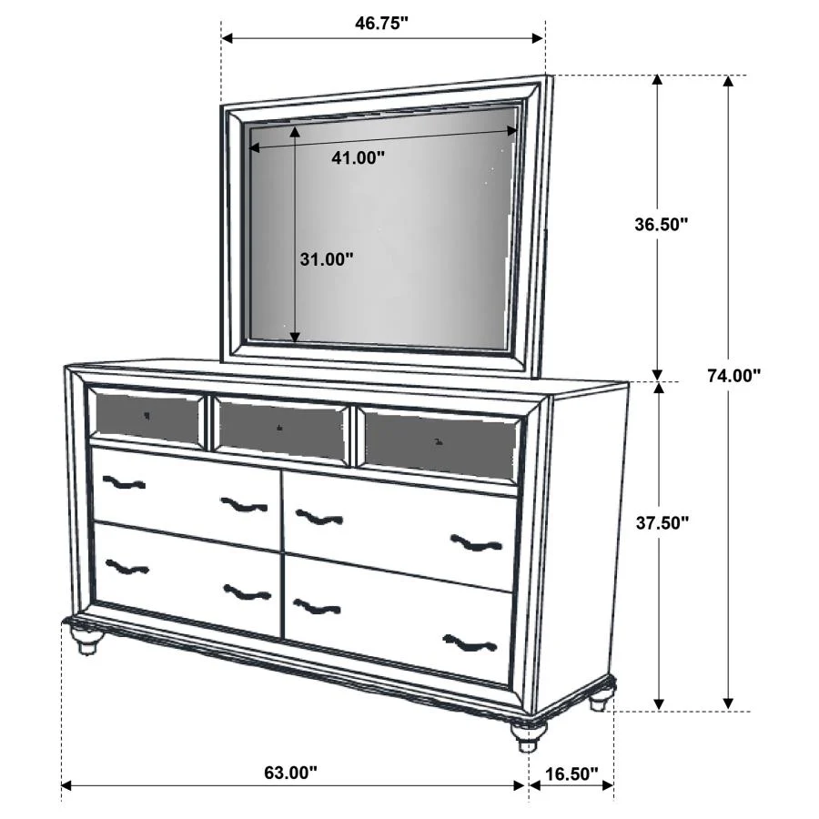 Barzini - 7-drawer Dresser With Mirror - Image 11