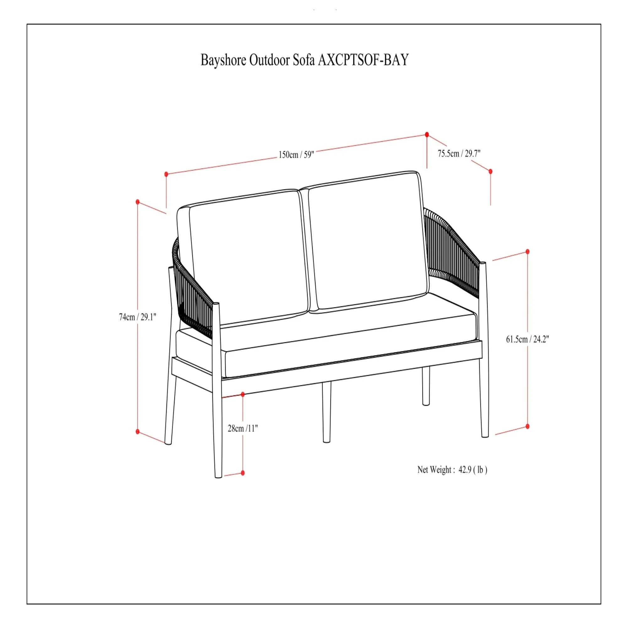 Bayshore - Outdoor Sofa - Natural - Image 3