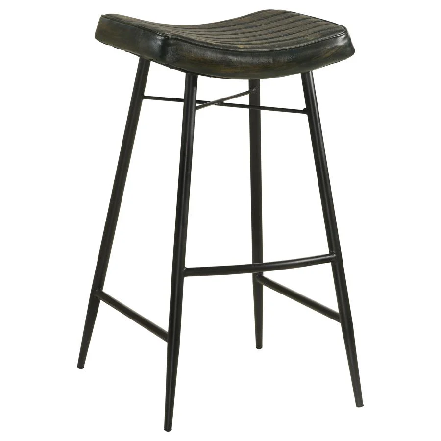 Bayu - Leather Upholstered Saddle Seat Backless Bar Stool (Set of 2) - Image 3