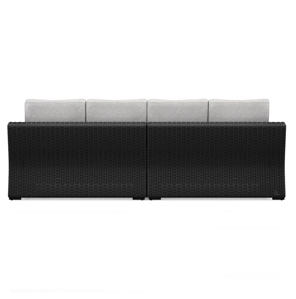Beachcroft - 2-Piece Outdoor Loveseat with Cushion - Black / Light Gray - Image 2