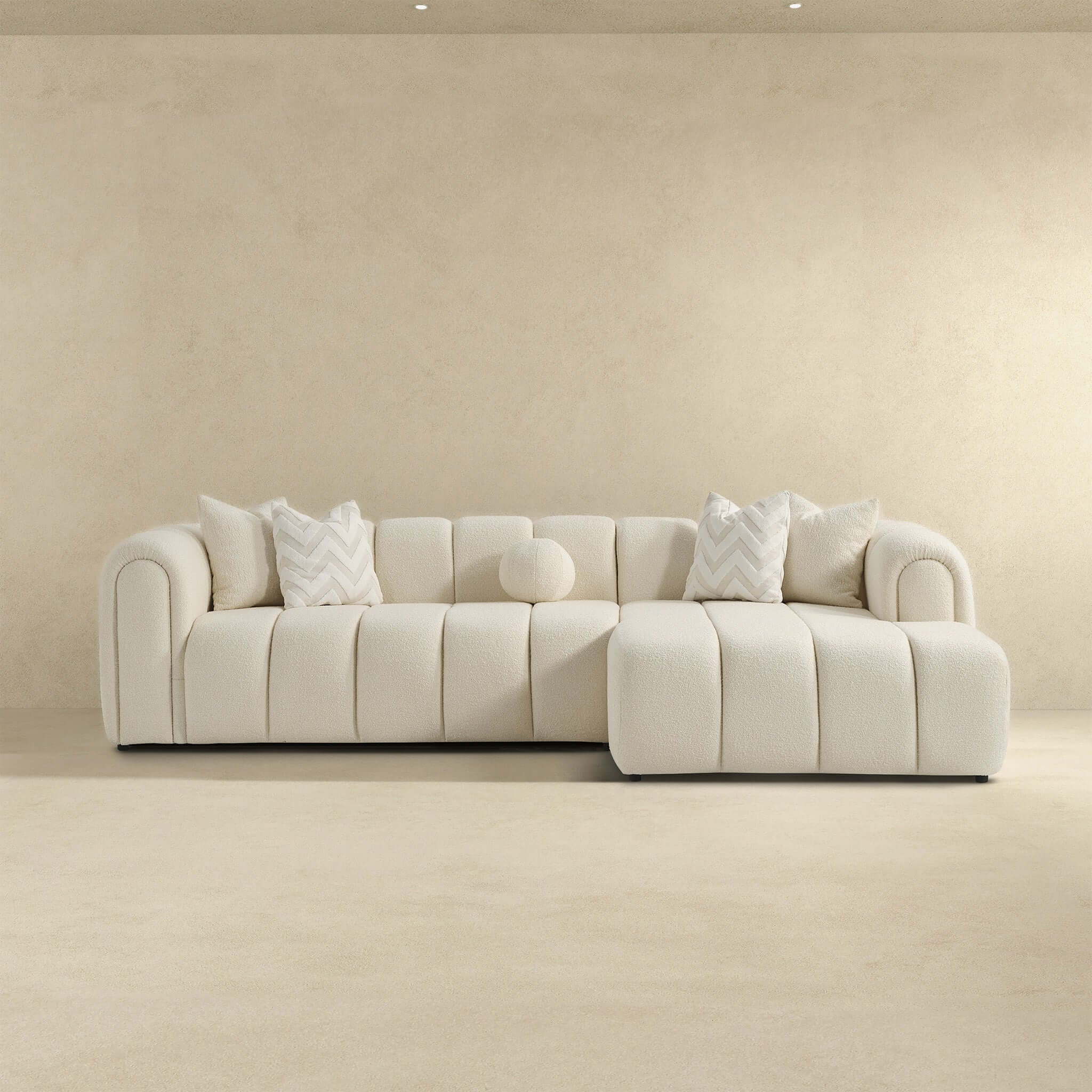 Beatrice - Modern Tufted Right Sectional Sofa - Ivory - Image 15