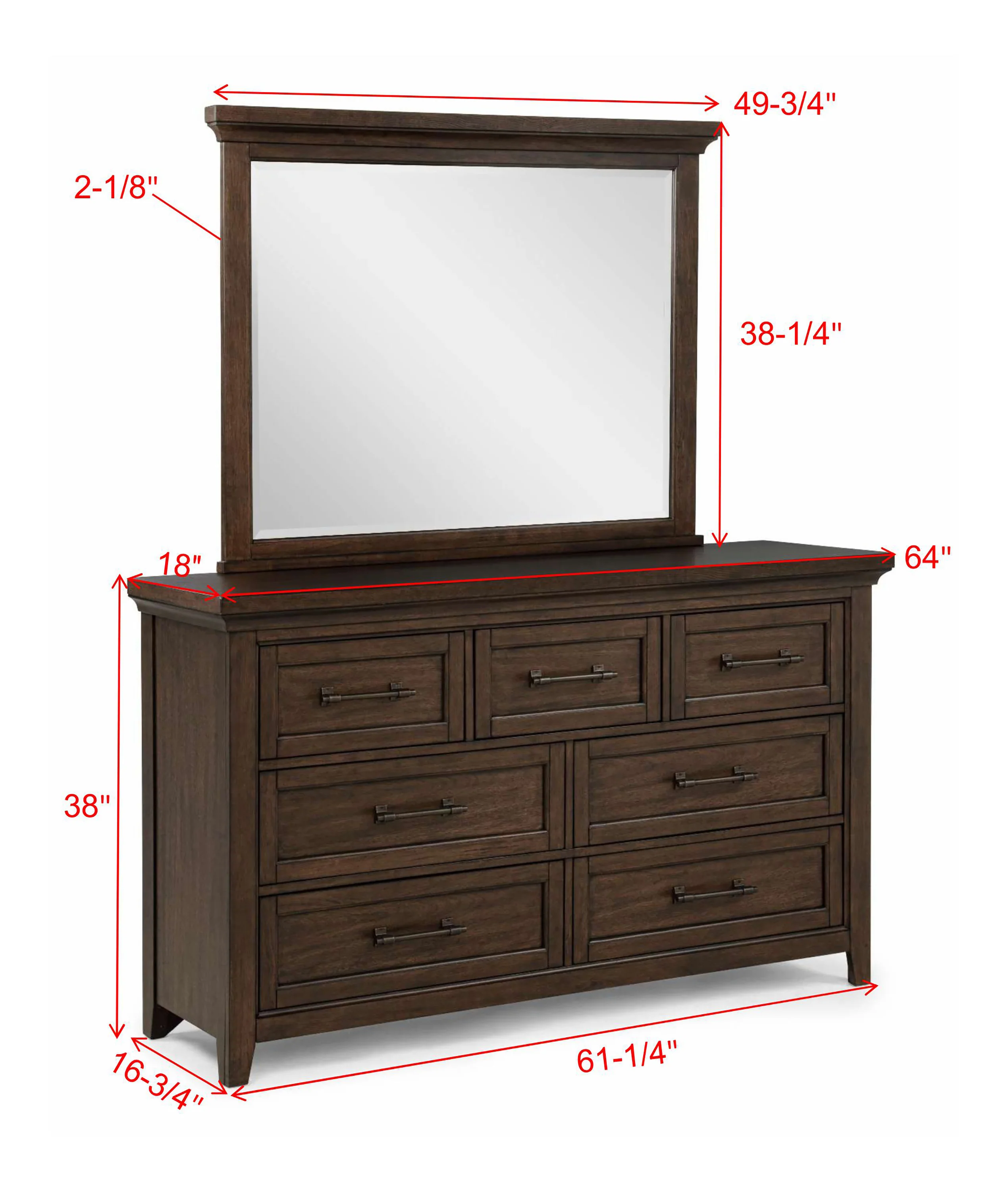 Beckett Dresser Mirror-Brown - Image 2