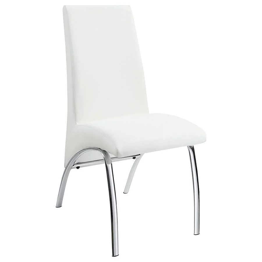 Beckham - 5 Piece Round Glass Top Dining Set - Chrome And White - Image 4