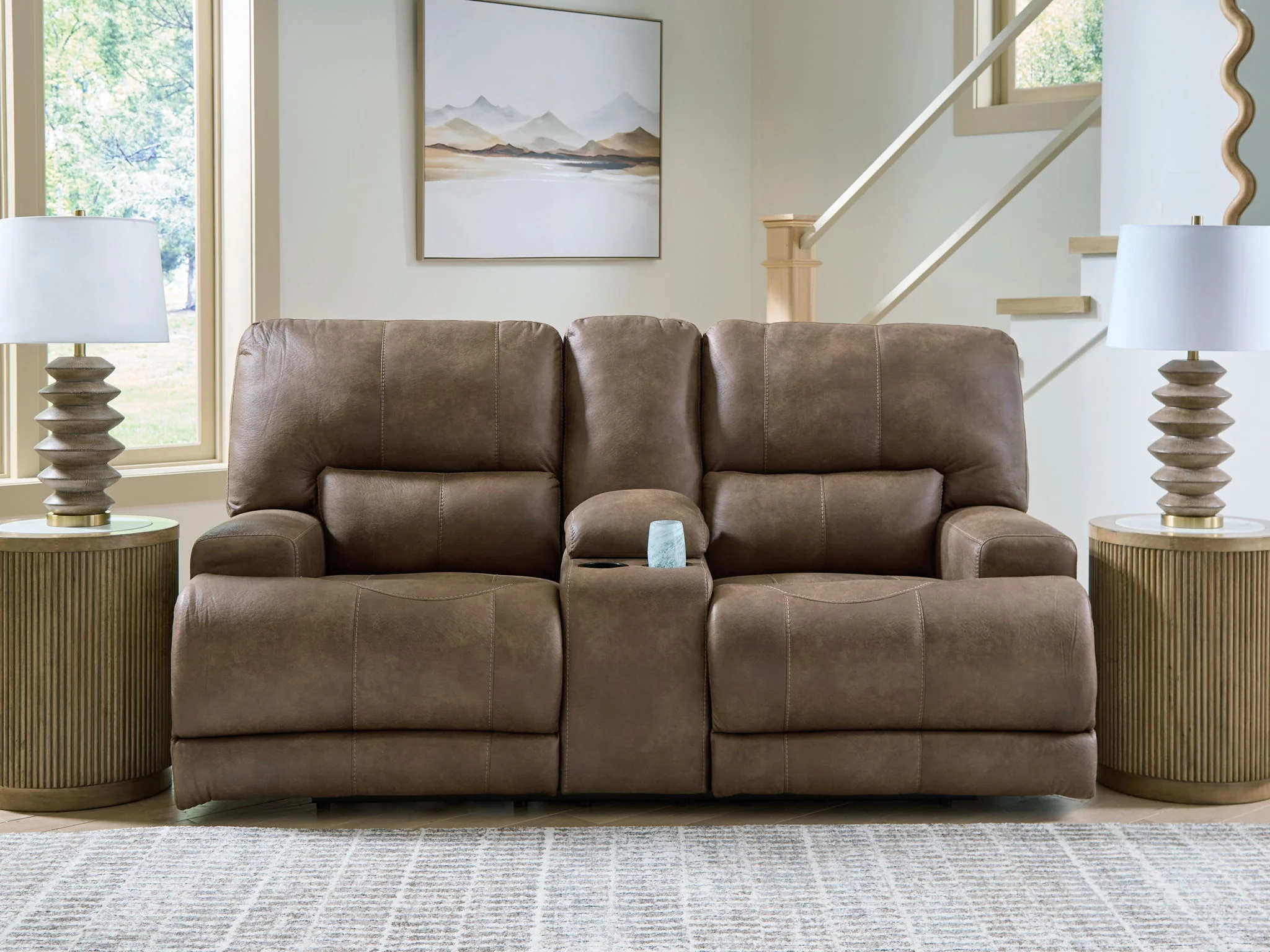 Beckley Place - Power Reclining Loveseat With Console / Adjustable Headrest - Earth - Image 4