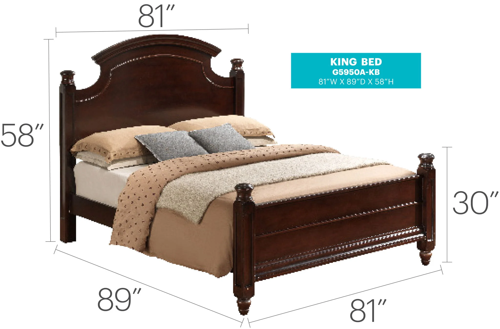 Bed Hand Carved Traditional - Image 6