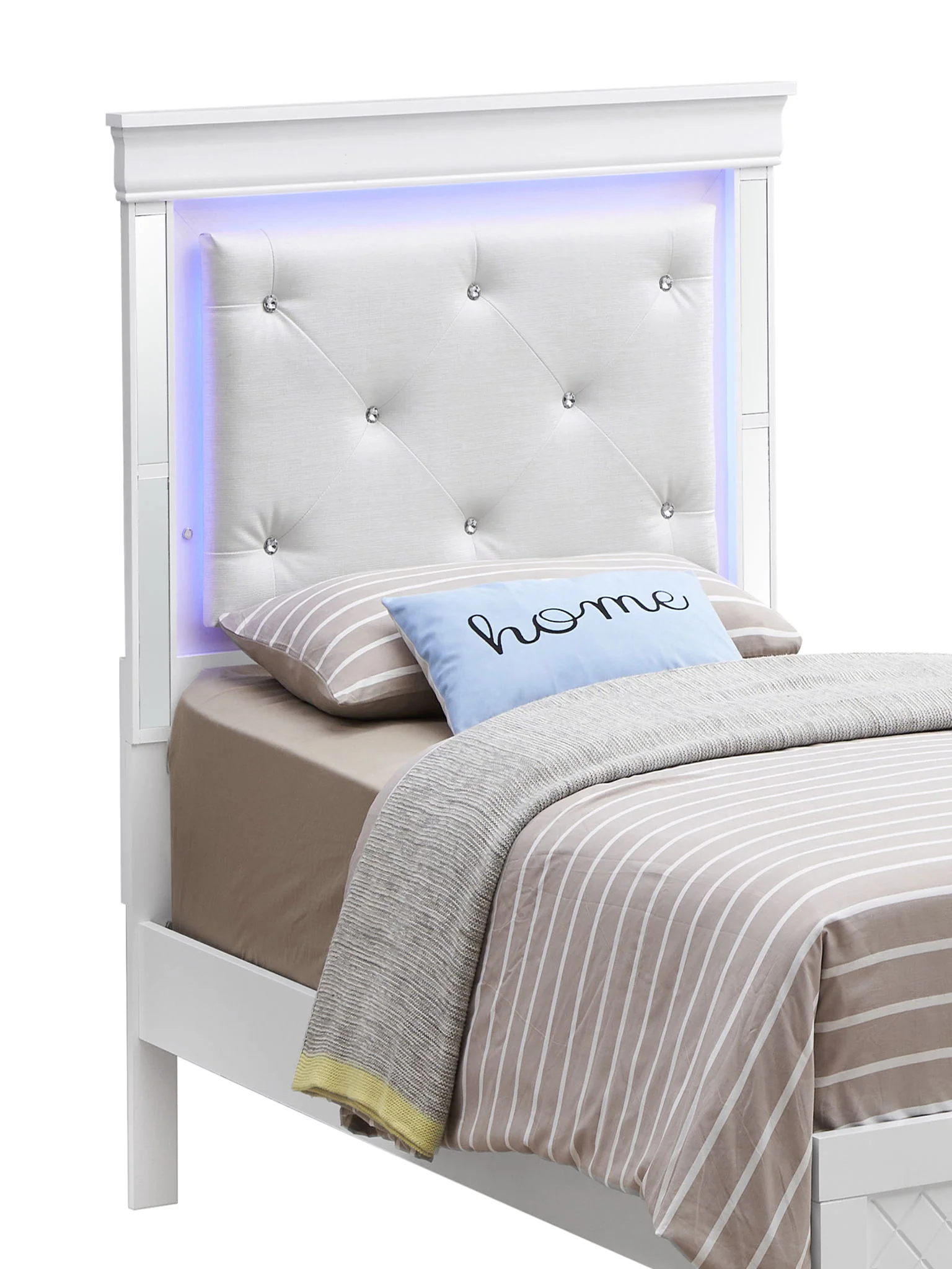 Bed With LED Light Accents Headboard - Image 11