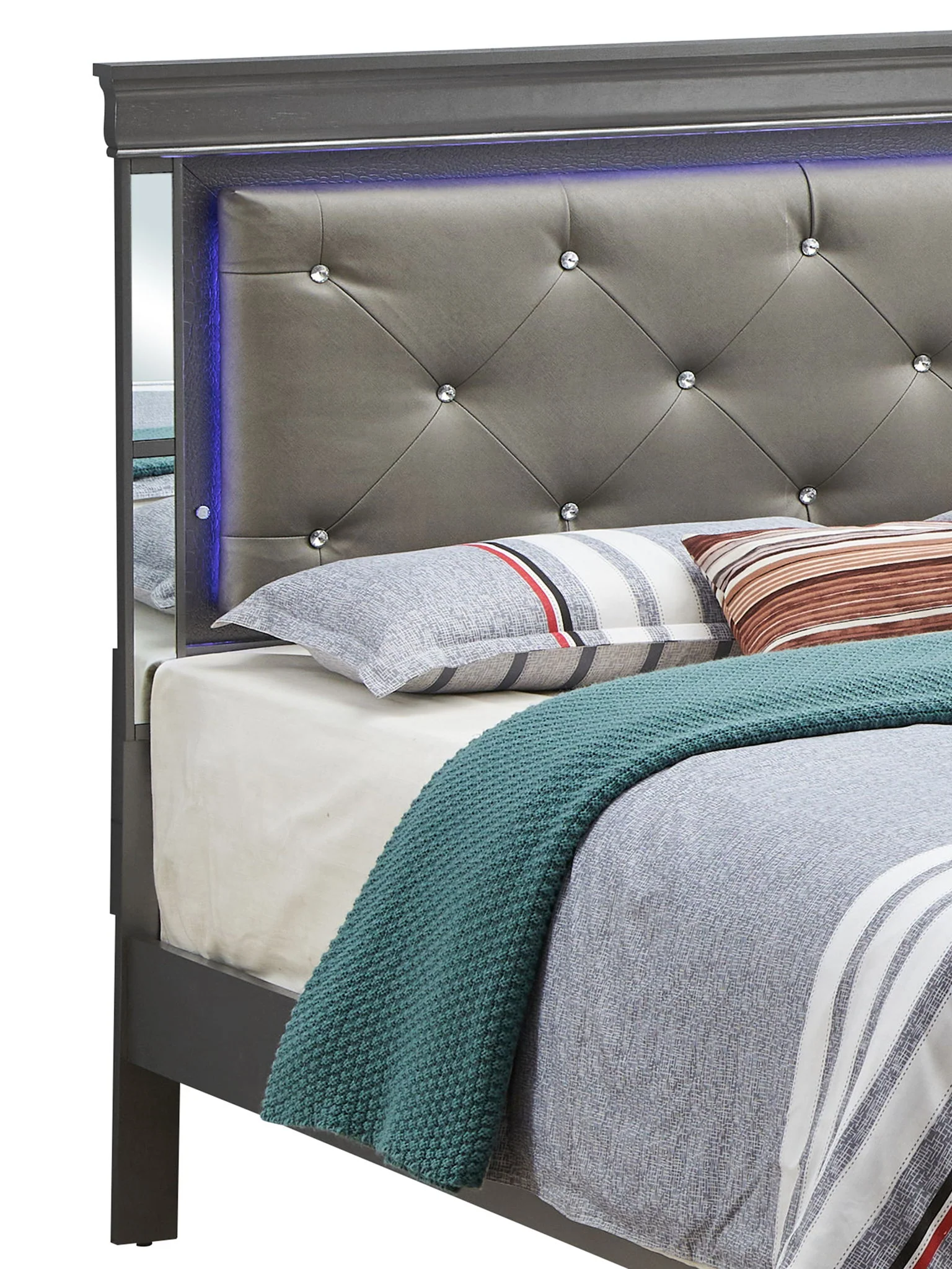 Bed With LED Light Accents Headboard - Image 17