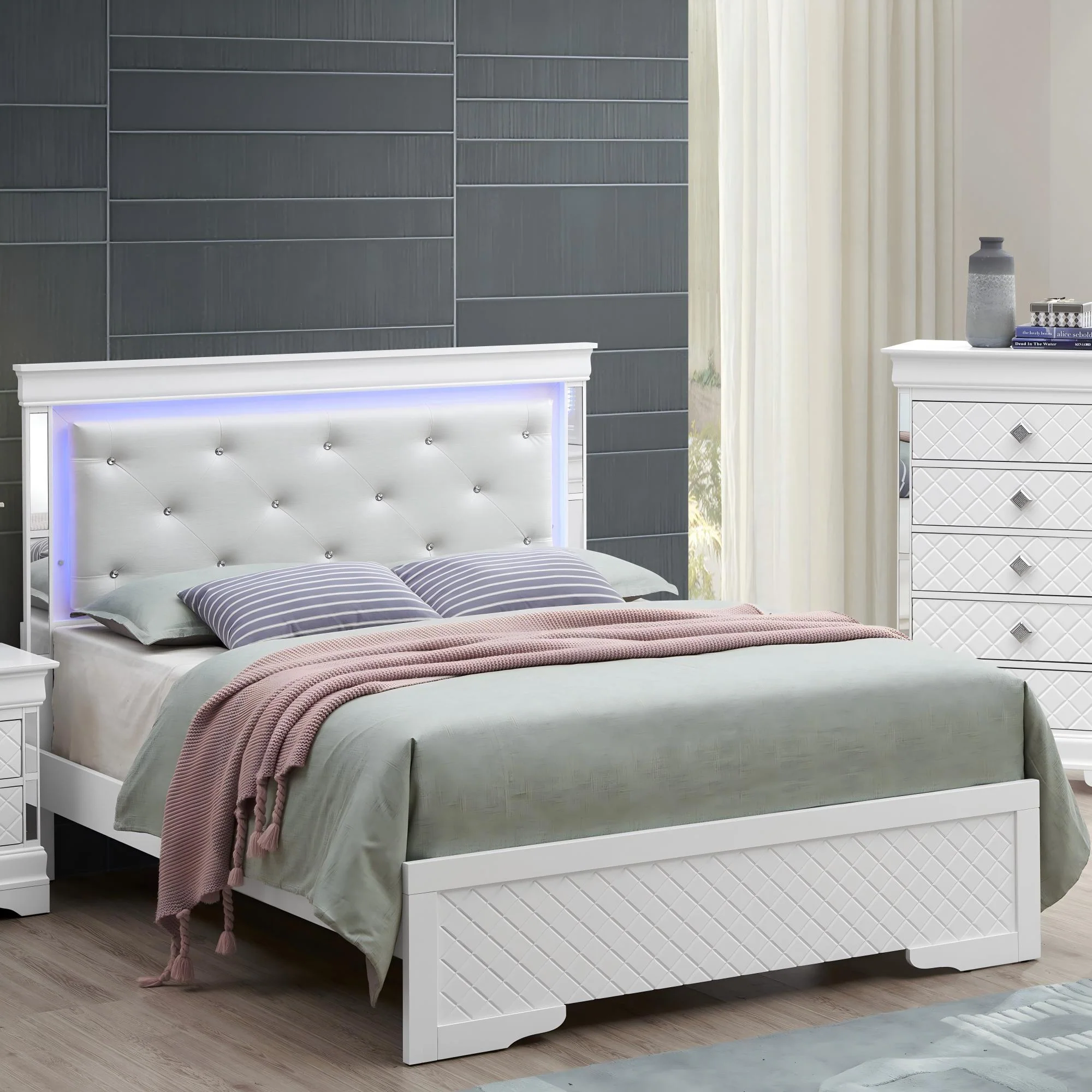Bed With LED Light Accents Headboard - Image 22