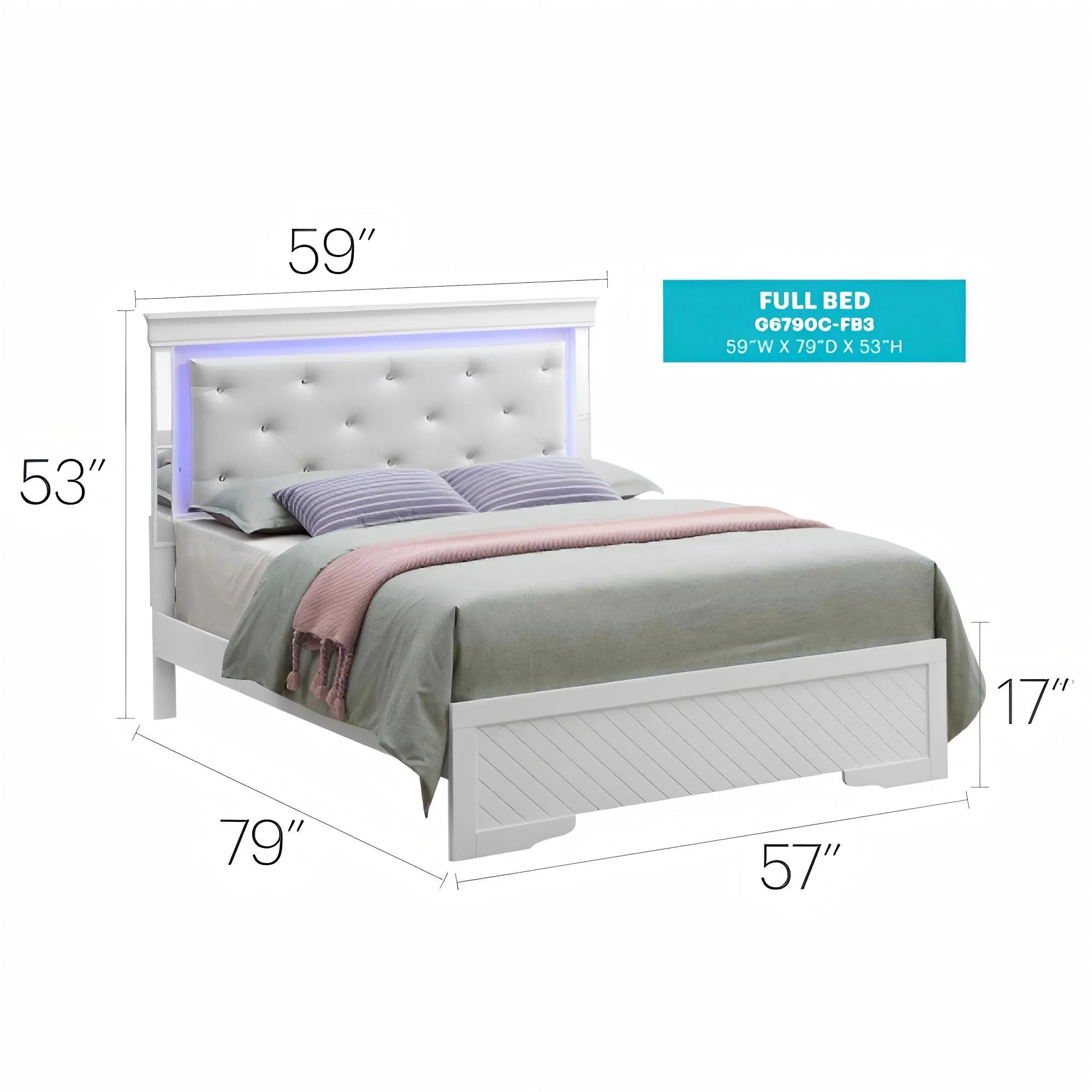 Bed With LED Light Accents Headboard - Image 27