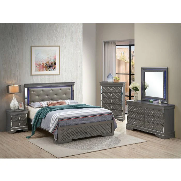 Bed With LED Light Accents Headboard - Image 28