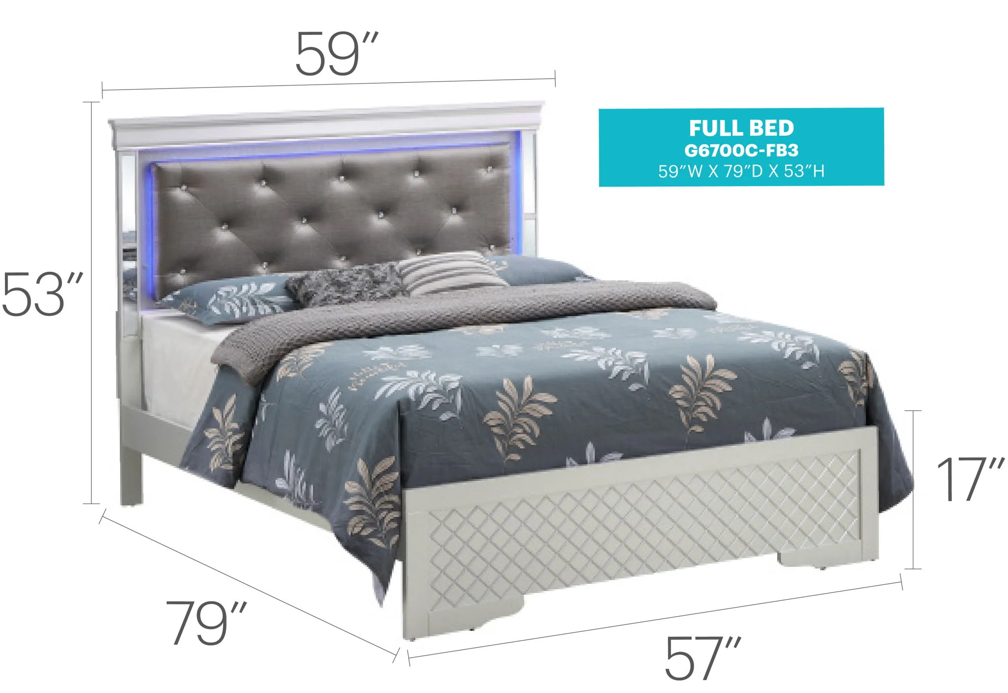 Bed With LED Light Accents Headboard - Image 9