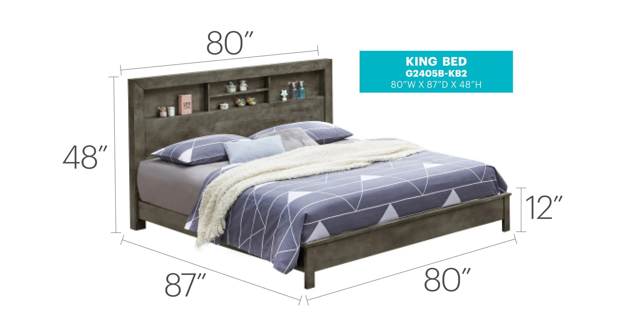 Bed With Transitional Design Stylish - Image 57
