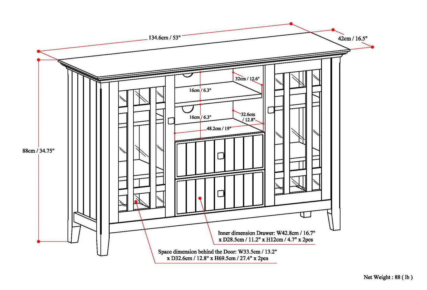 Bedford - Handcrafted Tall TV Media Stand - Image 8