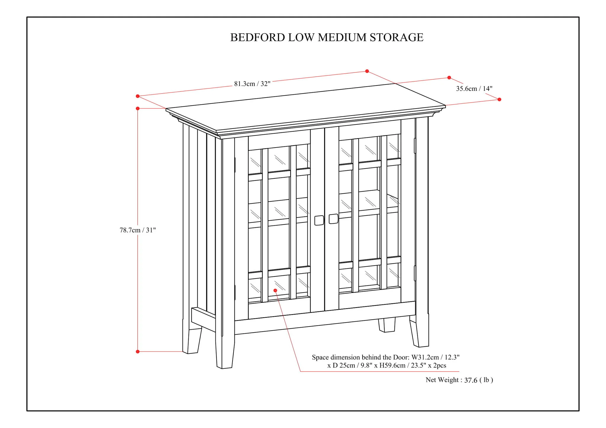 Bedford - Low Storage Media Cabinet - Rustic Natural Aged Brown - Image 4