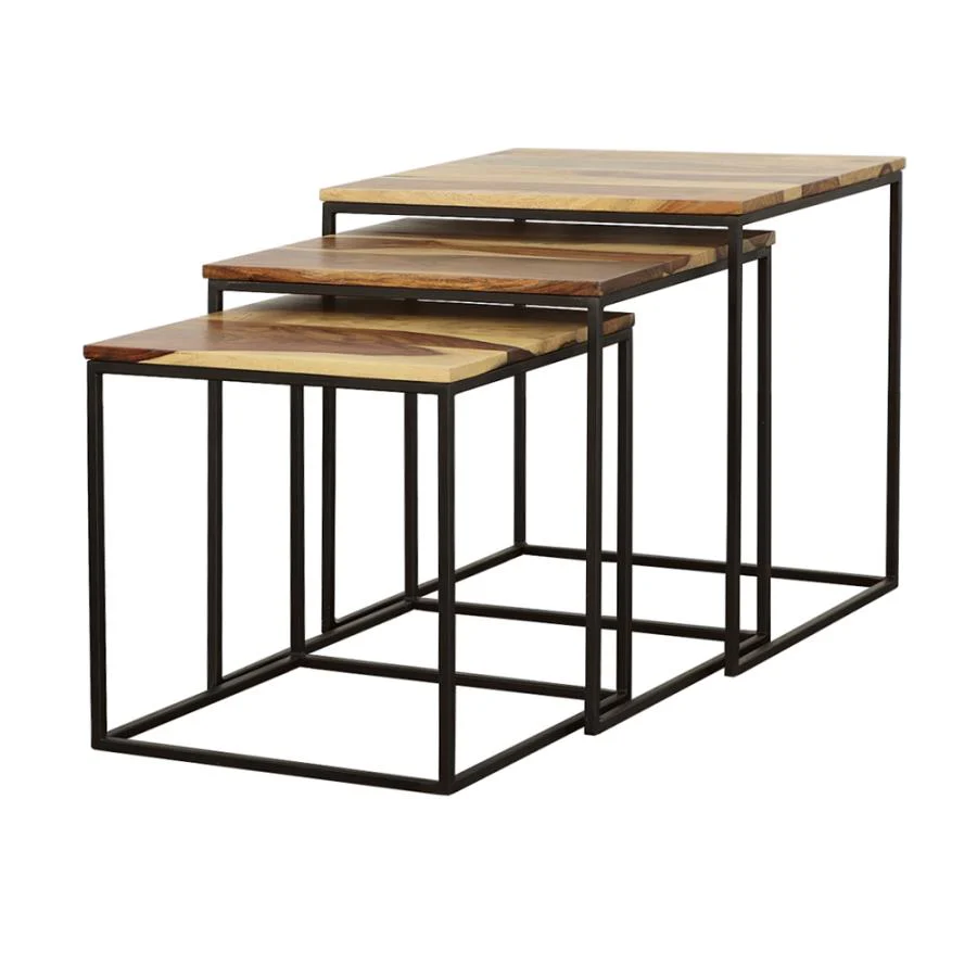 Belcourt - 3 Piece Square Nesting Tables - Natural And Black - Image 4
