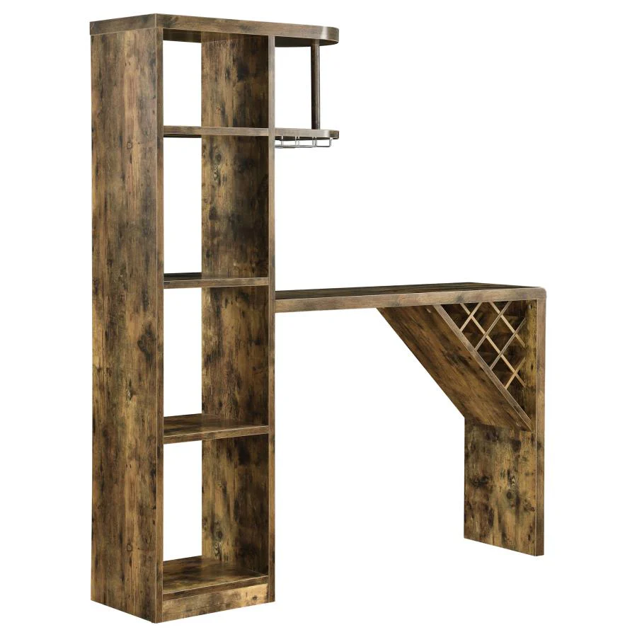 Belvedere 5-shelf Home Bar Table Wine Storage Rustic Nutmeg - Image 3