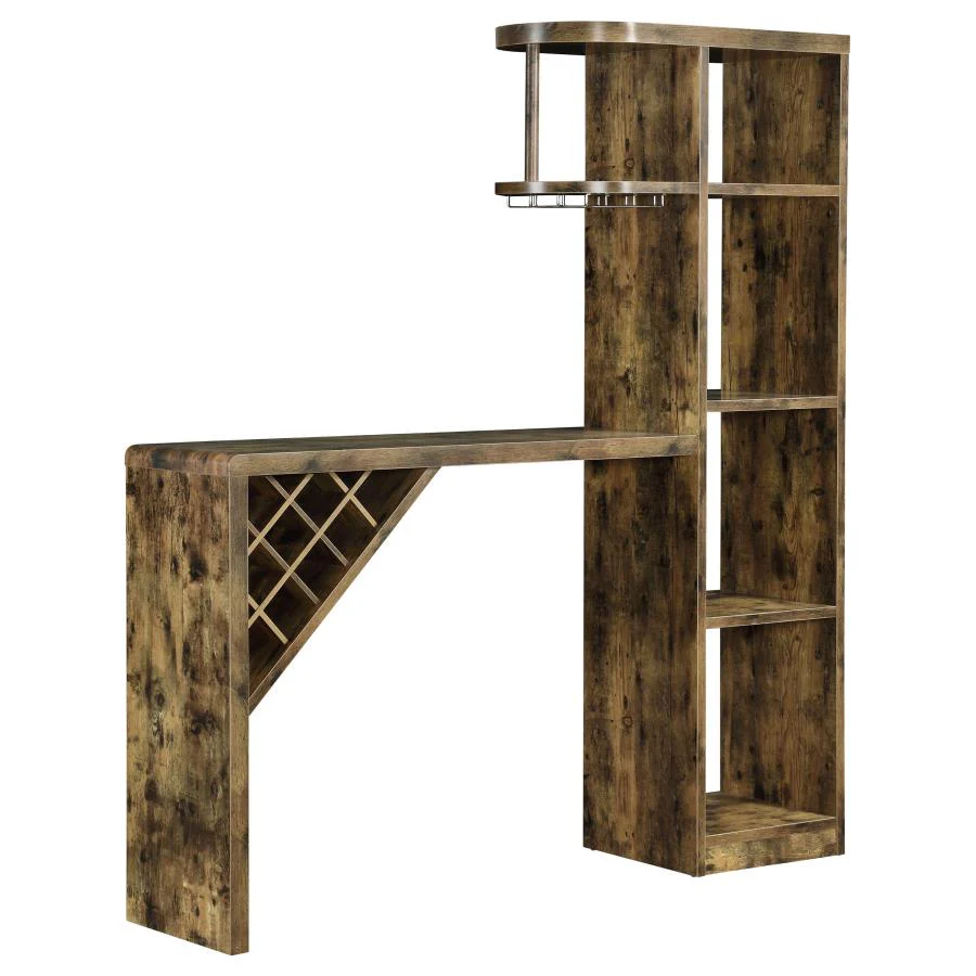 Belvedere 5-shelf Home Bar Table Wine Storage Rustic Nutmeg - Image 7