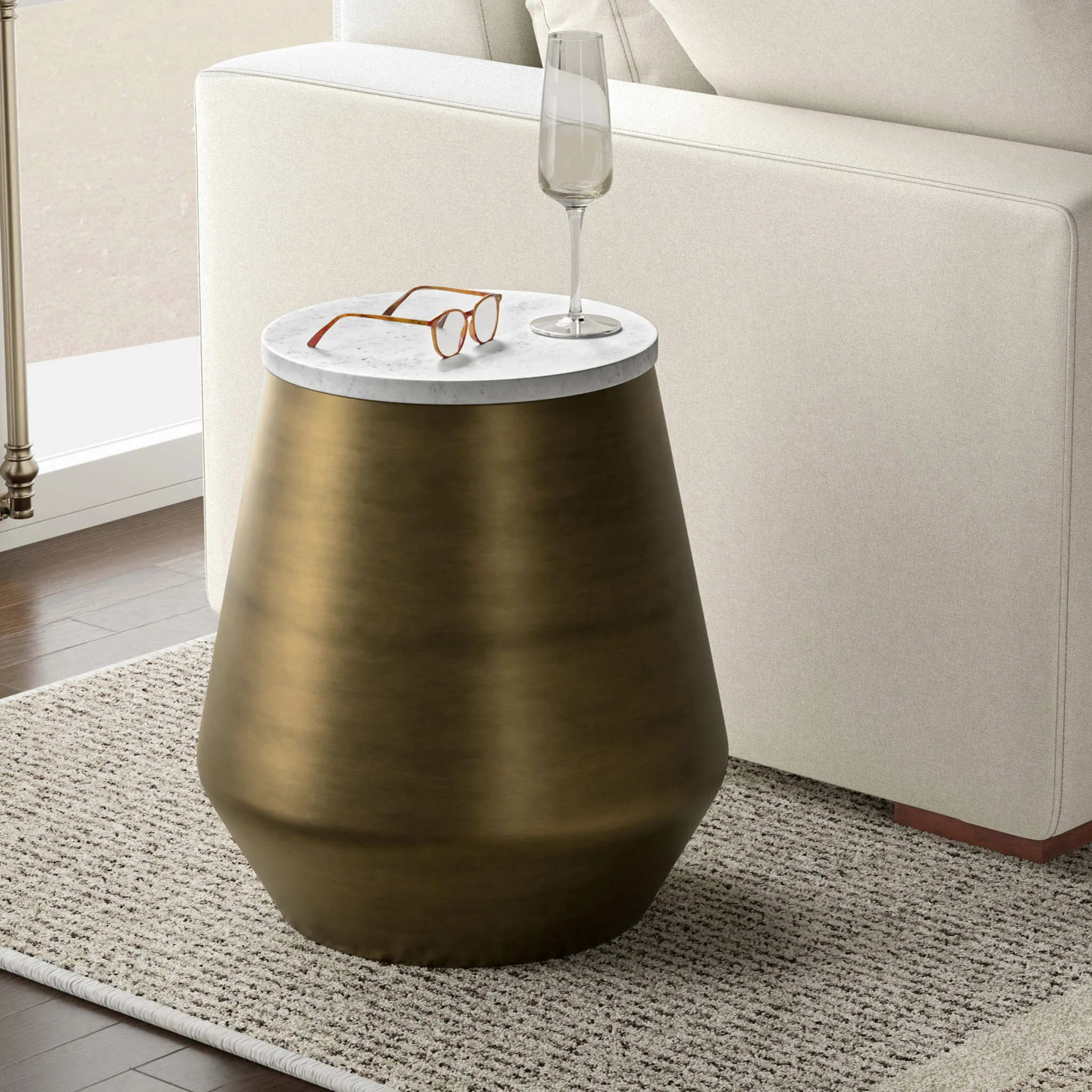 Benning - Side Table - Antique Brass / White - Image 5