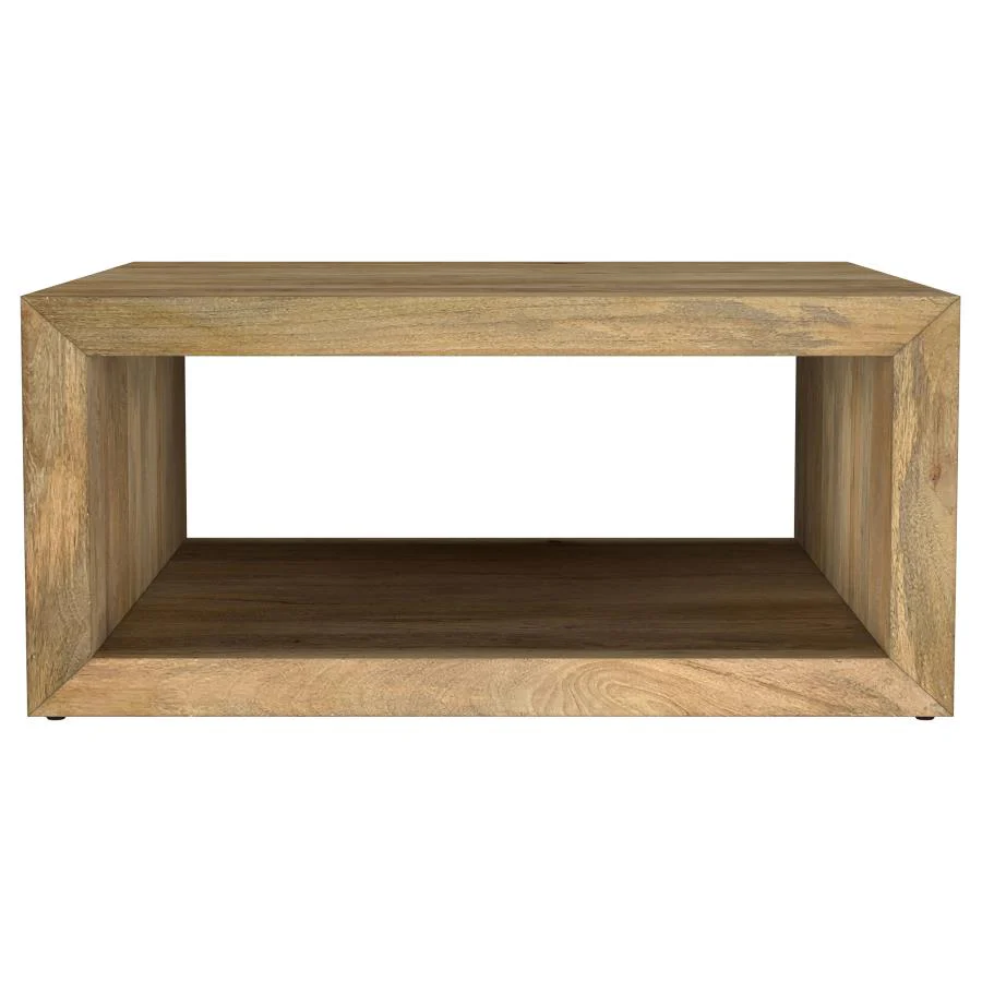 Benton - Square Solid Mango Wood Coffee Table - Natural - Image 3