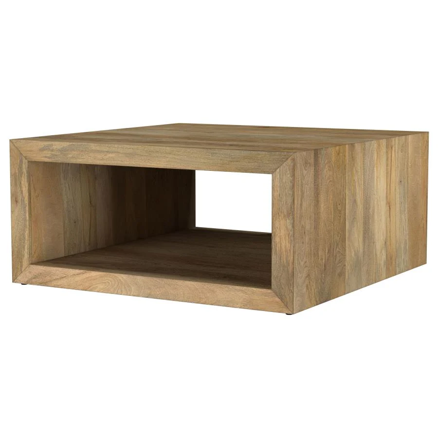 Benton - Square Solid Mango Wood Coffee Table - Natural - Image 4