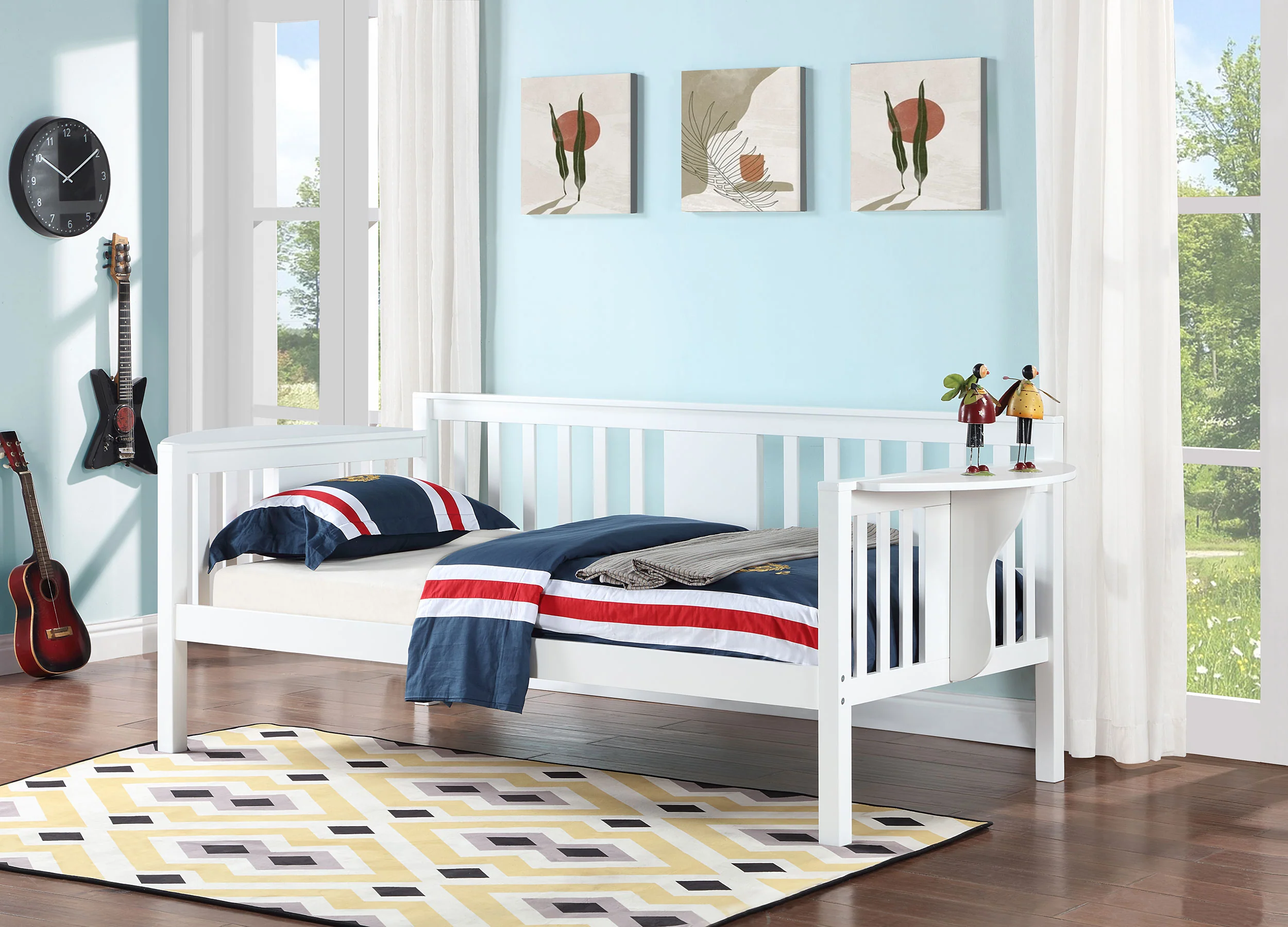 Bethany Wood Twin Daybed with Drop-down Tables White - Image 2