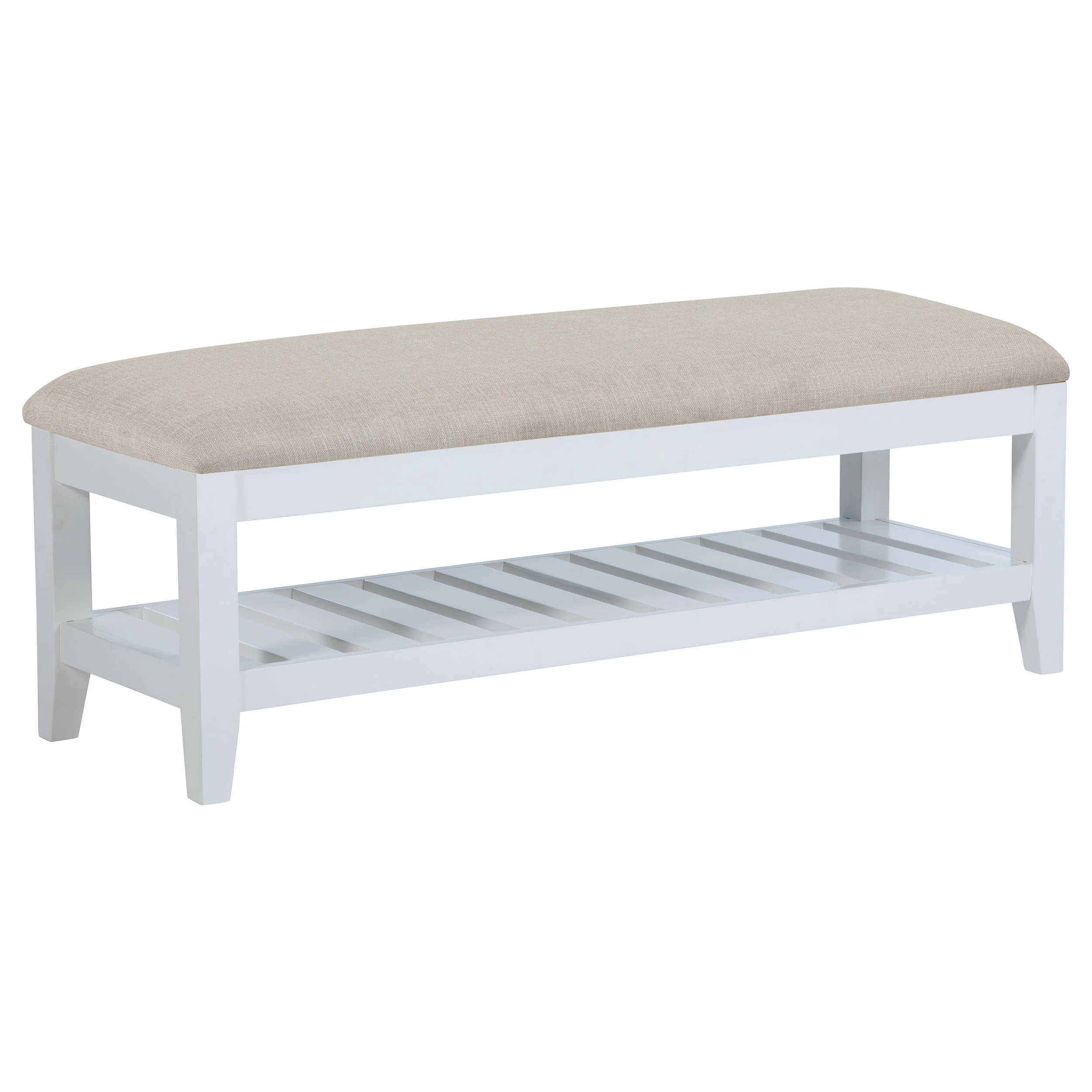 Bexhill - Upholstered Rectangular Bench With Shelf - White - Image 10