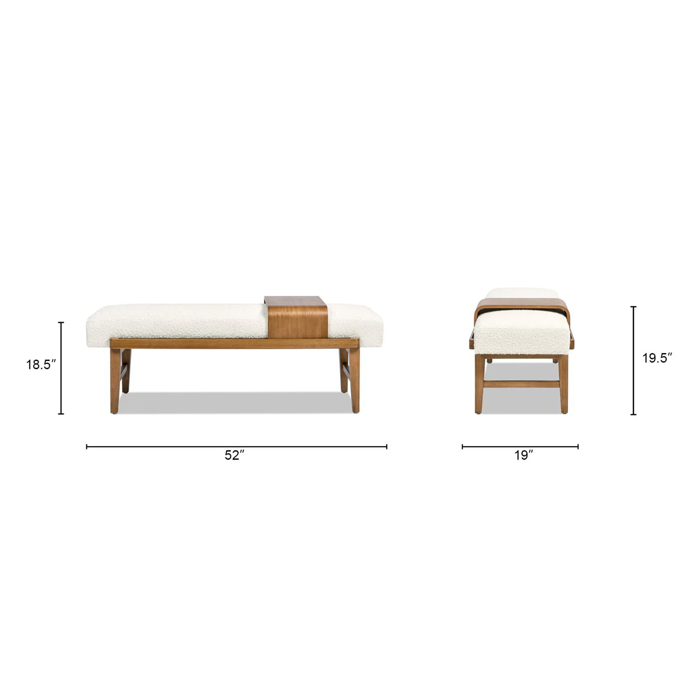 Billie - Modern Telephone Bench With Sliding Shelf - Ivory White - Image 5