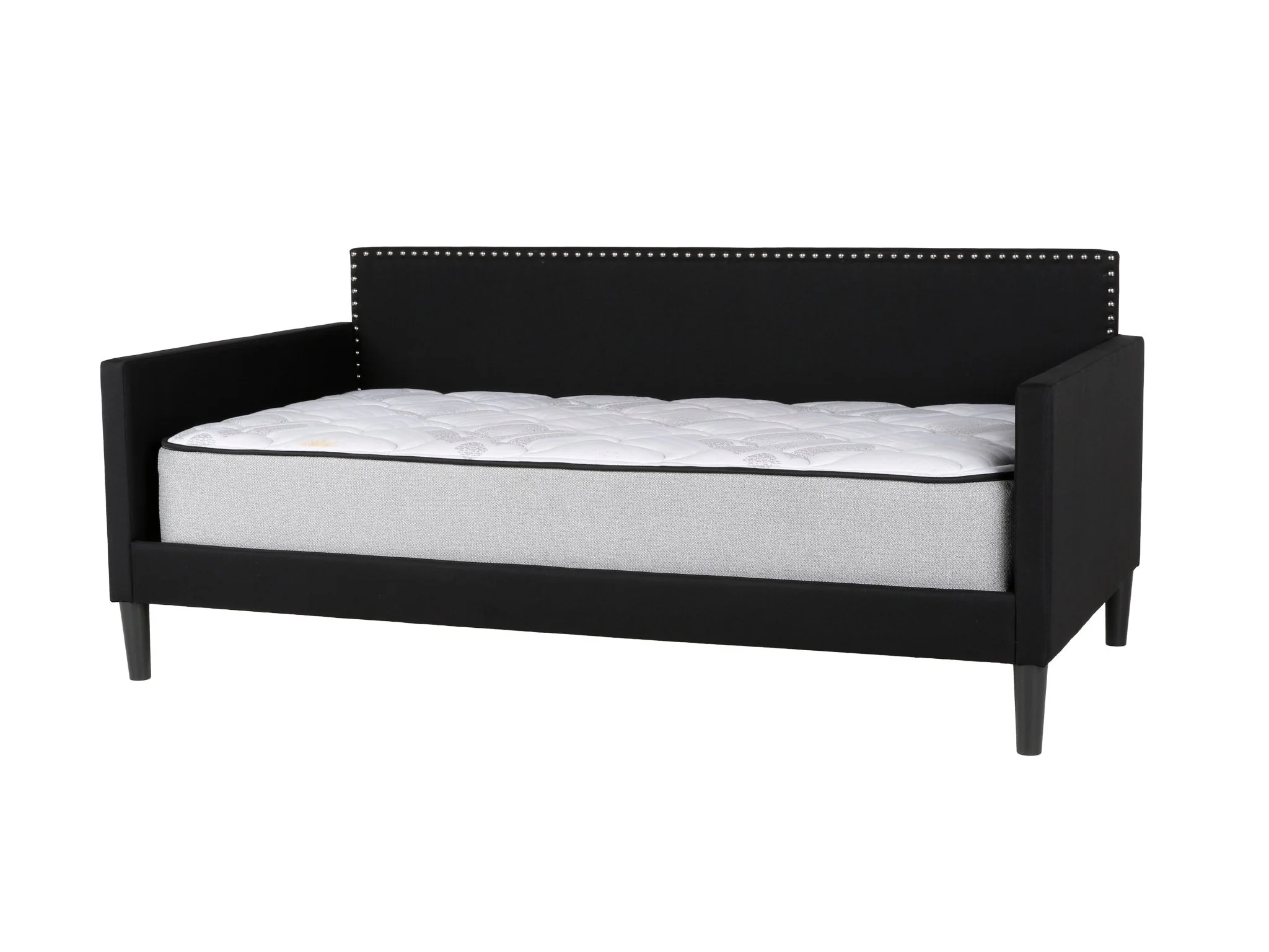 Black Upholstered Twin Daybed with Nailhead Trim