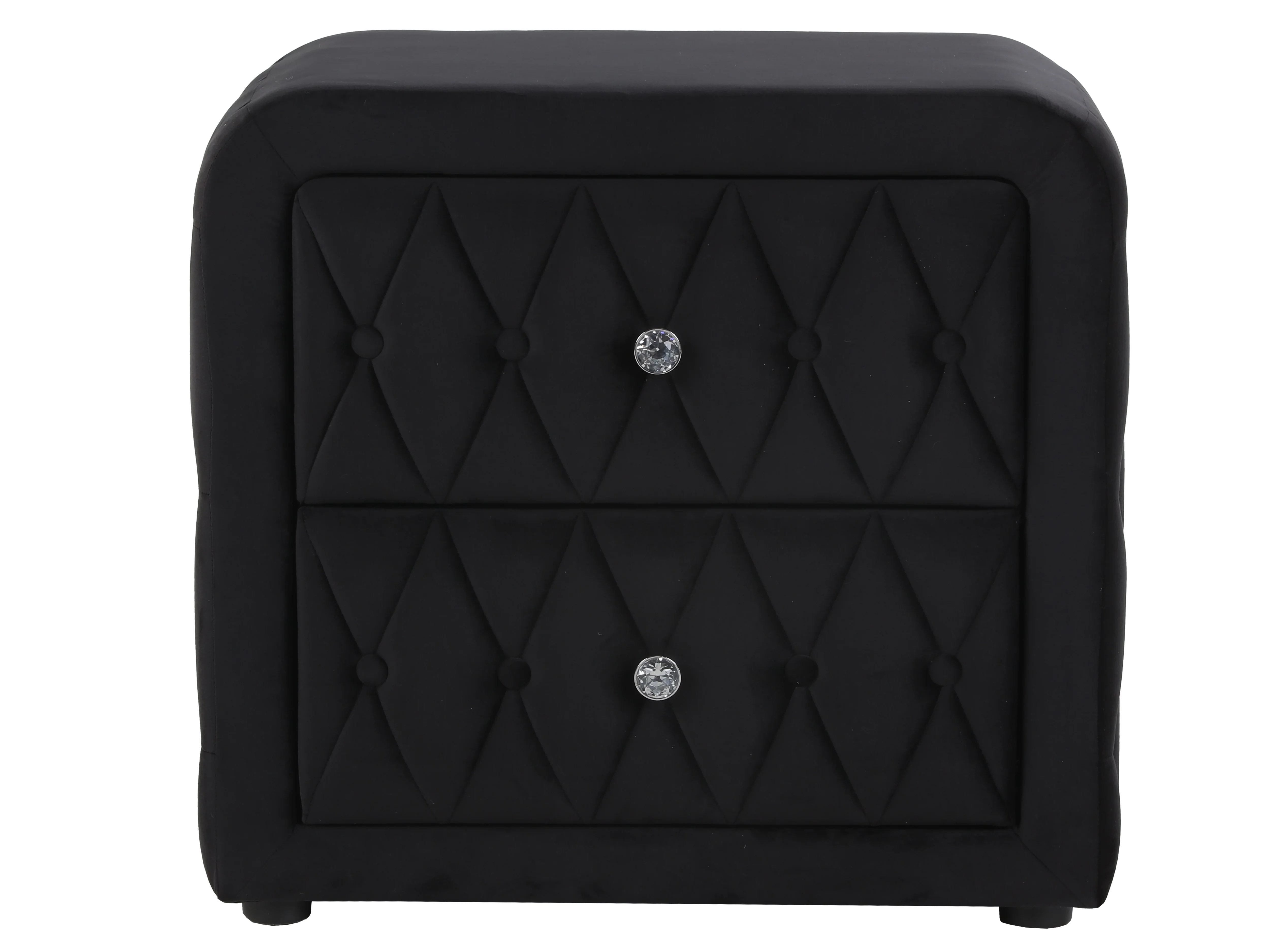Black Velvet 2-Drawer Nightstand - Image 2