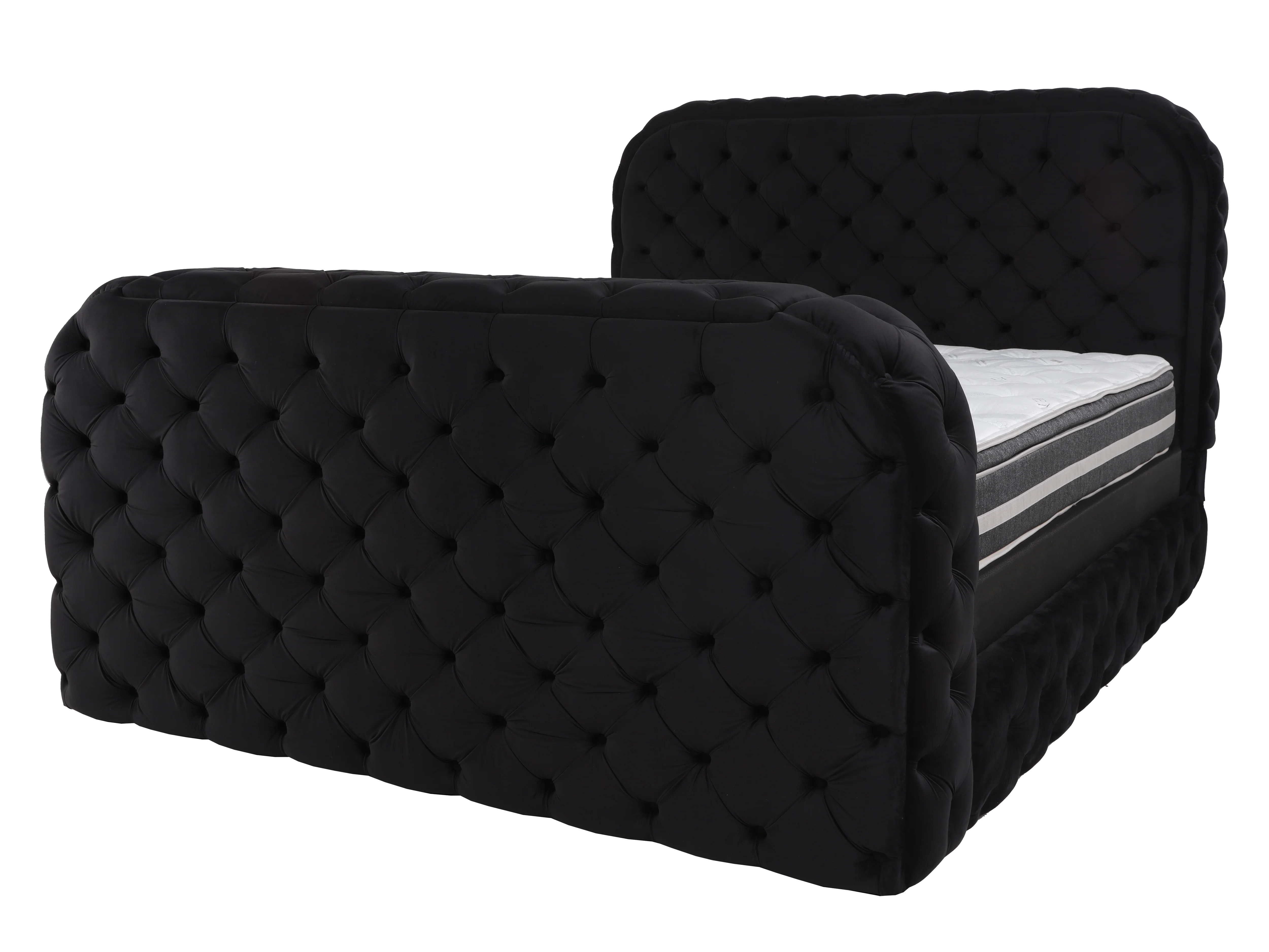 Black Velvet LED Fireplace Bedroom Set with TV Lift, Dresser, Mirror, and Nightstand - Image 10