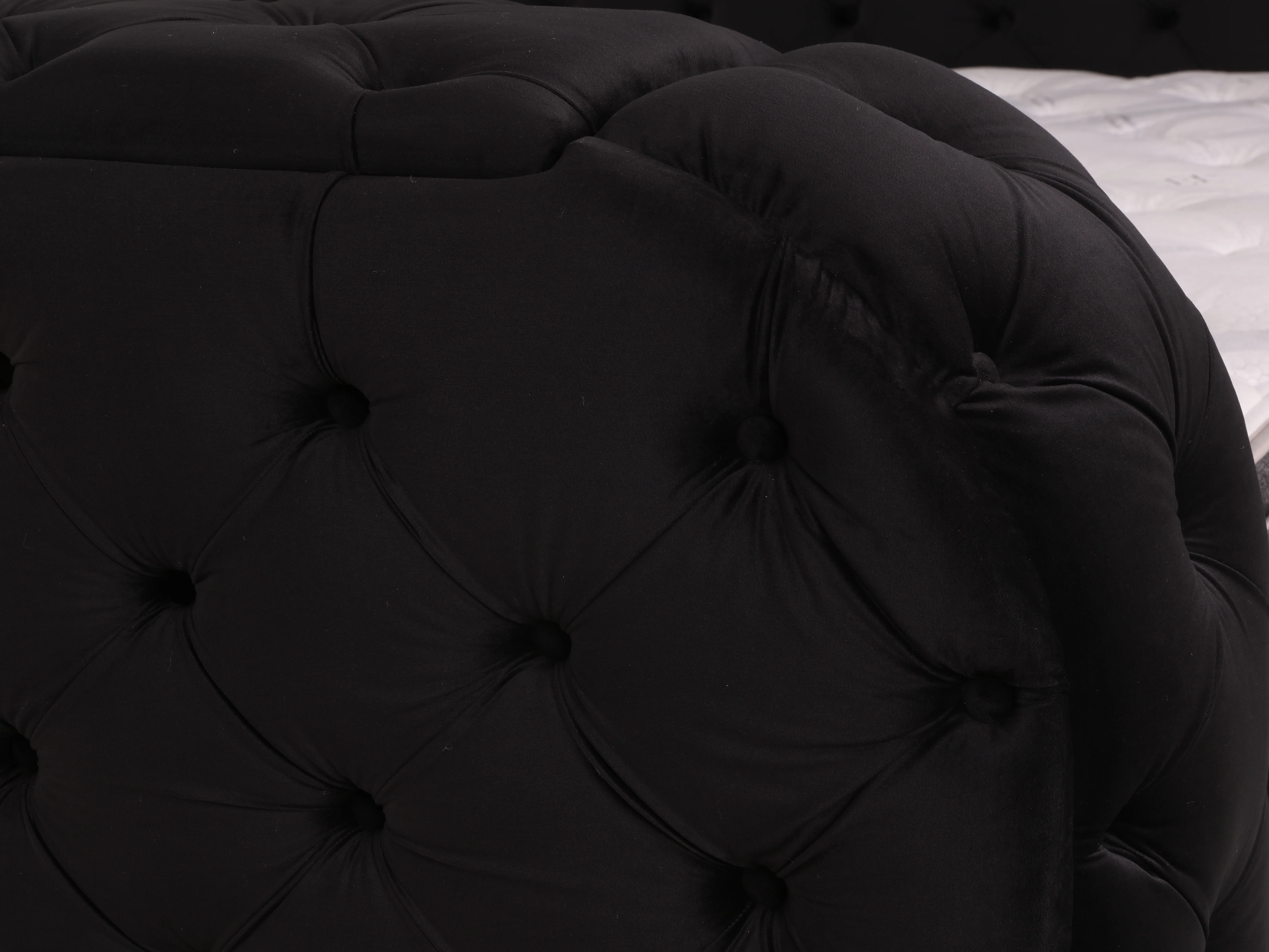Black Velvet LED Fireplace Bedroom Set with TV Lift, Dresser, Mirror, and Nightstand - Image 14