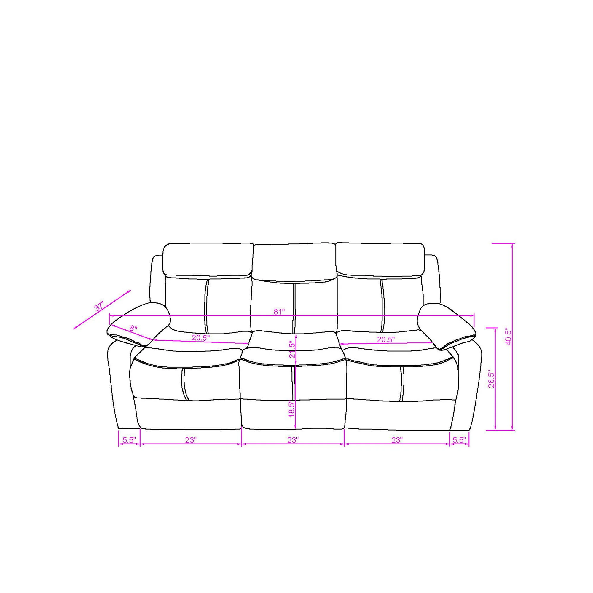 Blanche - Reclining Set With LED Lights, Speaker - Image 26