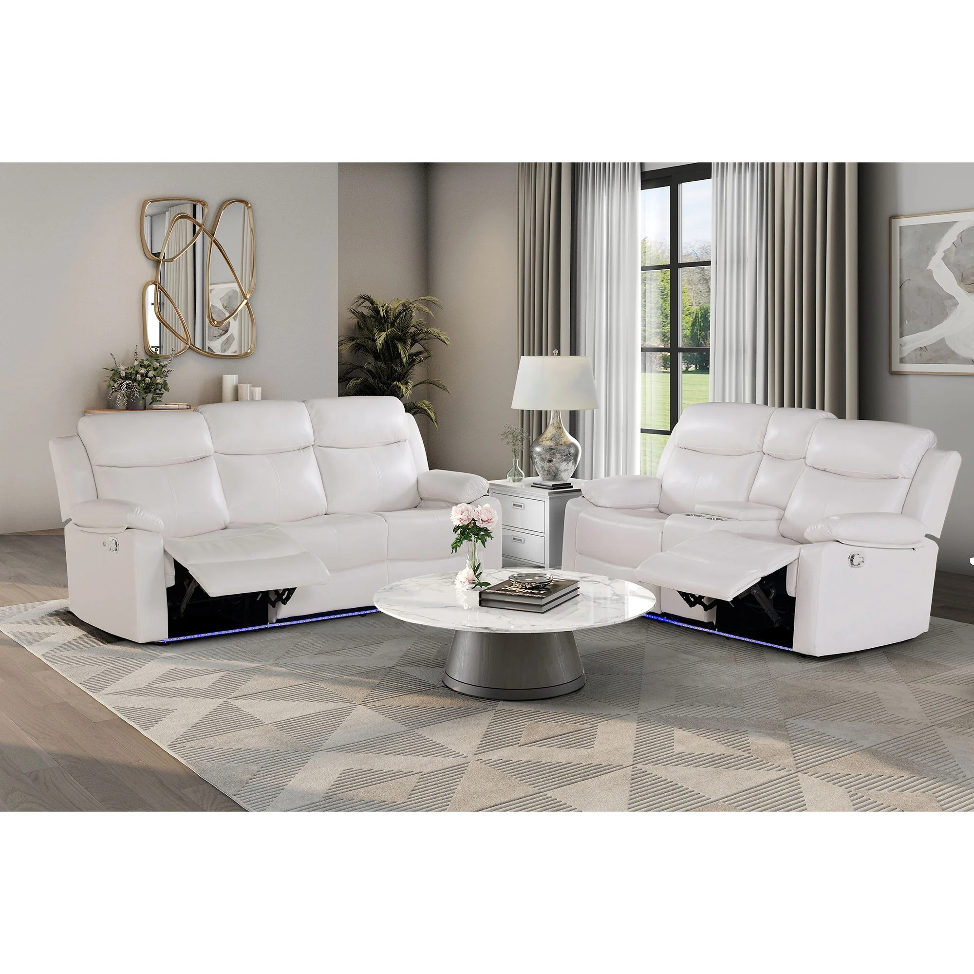 Blanche - Reclining Set With LED Lights, Speaker - Image 5