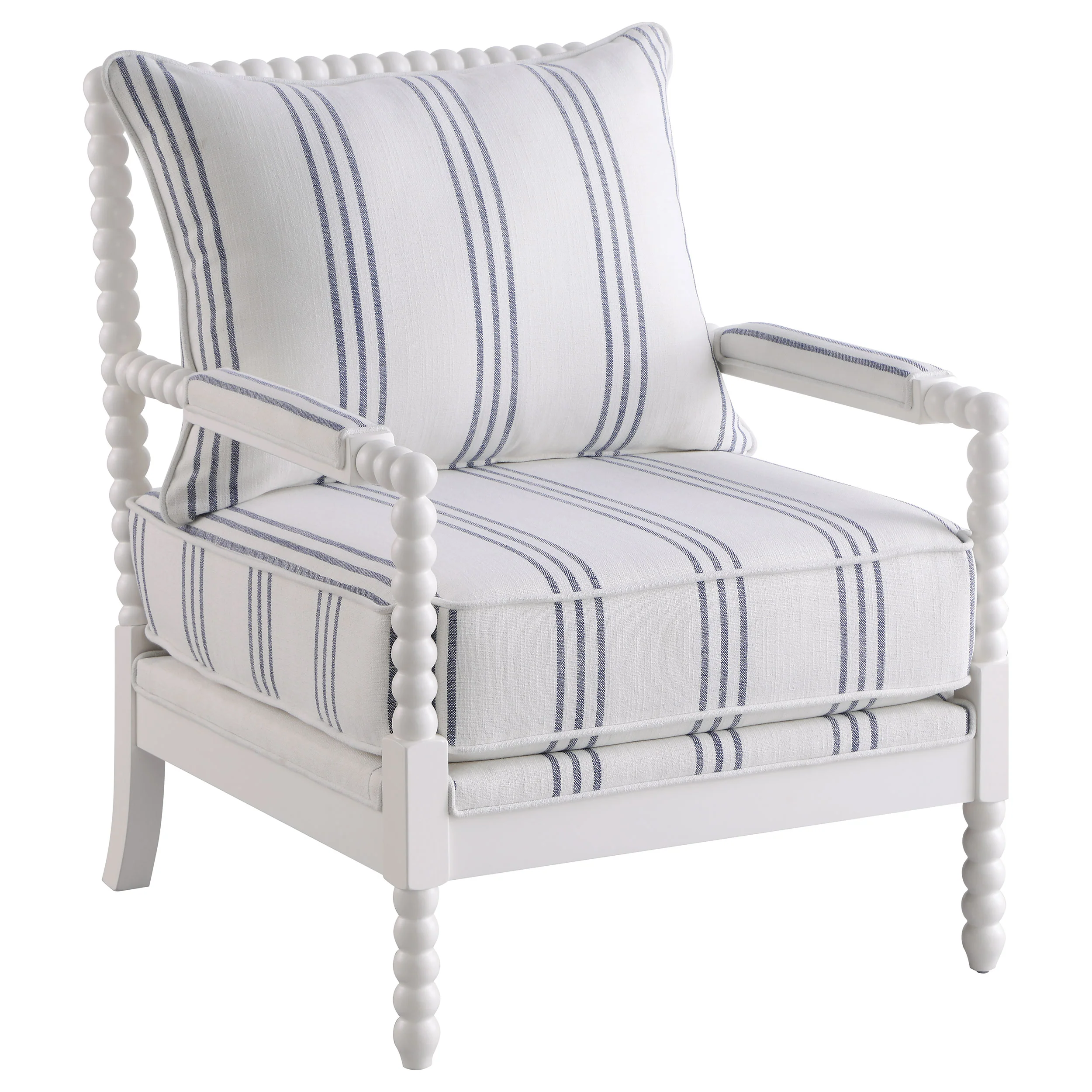 Blanchett - Upholstered Bobbin Accent Chair - White And Navy - Image 11