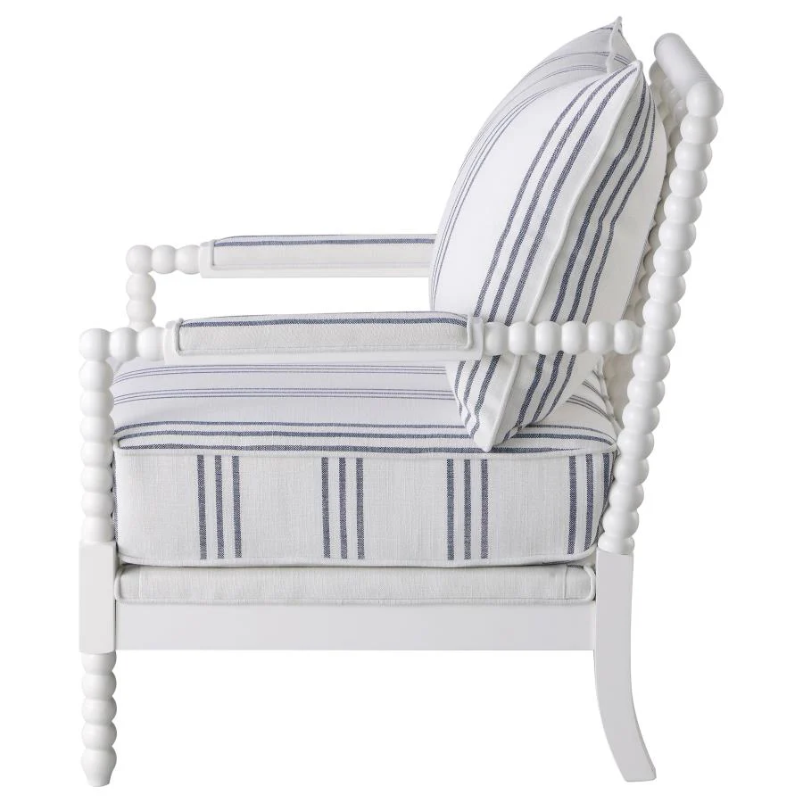 Blanchett - Upholstered Bobbin Accent Chair - White And Navy - Image 5