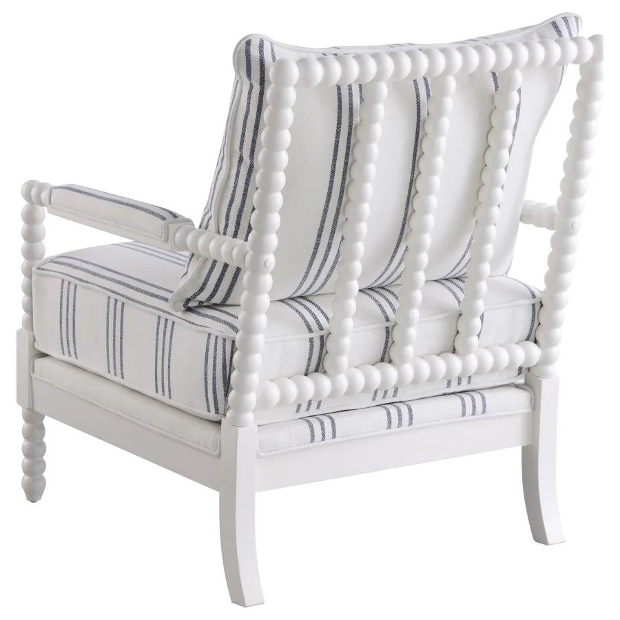 Blanchett - Upholstered Bobbin Accent Chair - White And Navy - Image 6