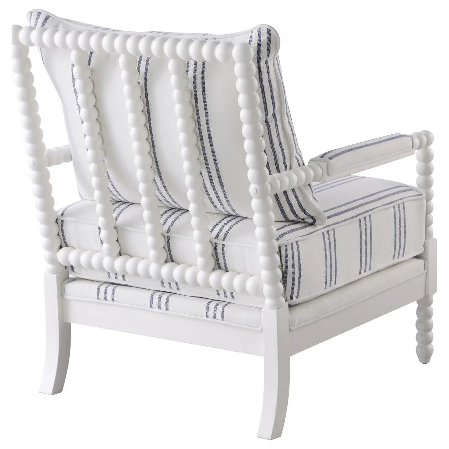 Blanchett - Upholstered Bobbin Accent Chair - White And Navy - Image 8