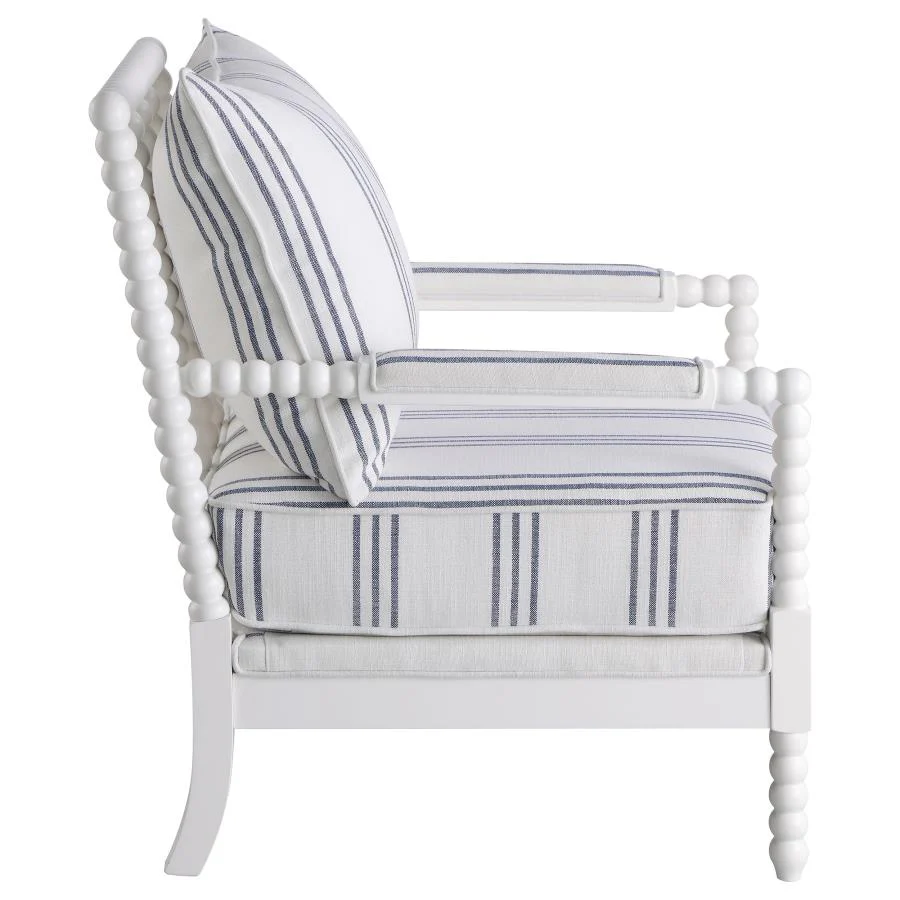 Blanchett - Upholstered Bobbin Accent Chair - White And Navy - Image 9