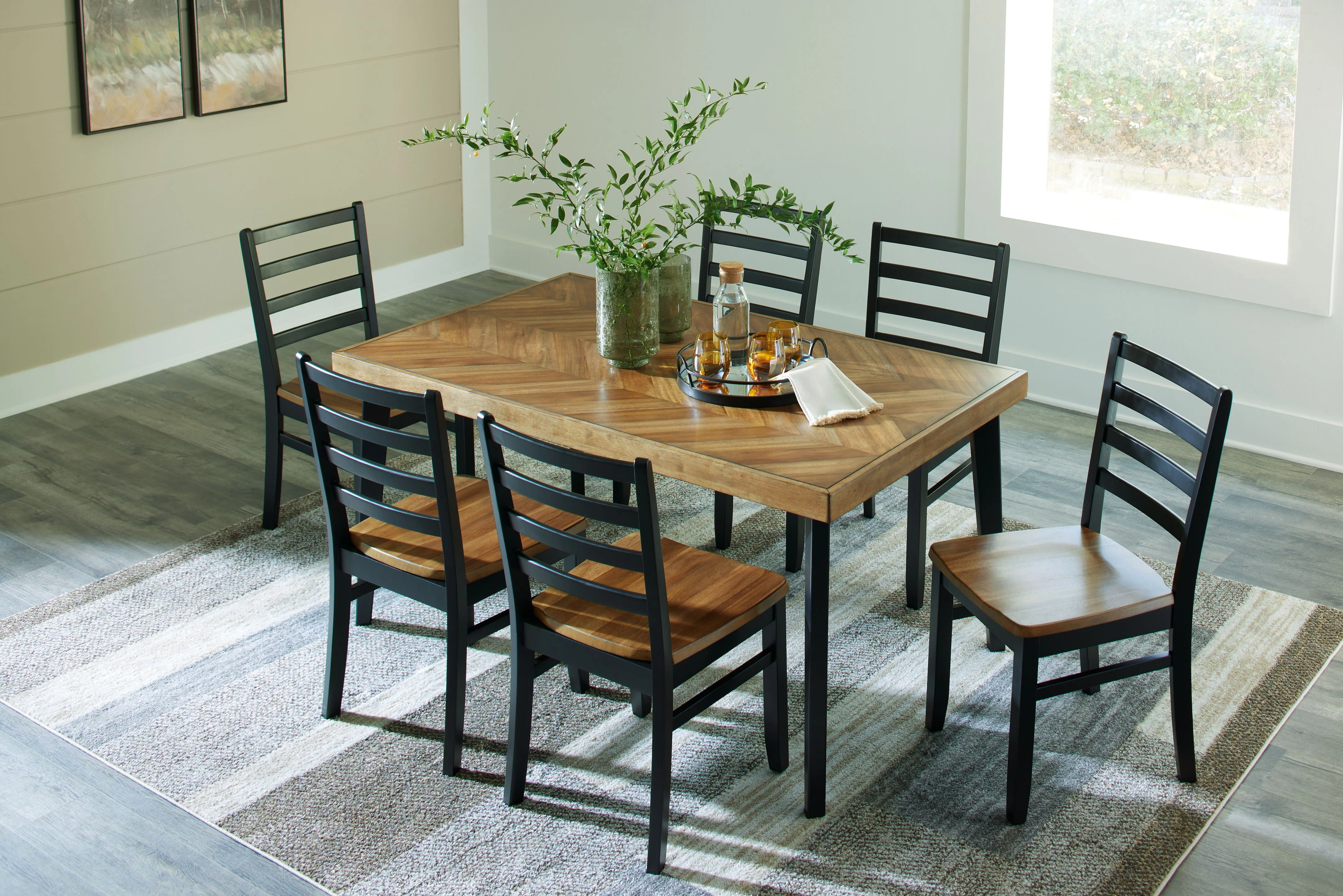 Blondon - Rectangular Drm Table Set (Set of 7) - Brown / Black - Image 8