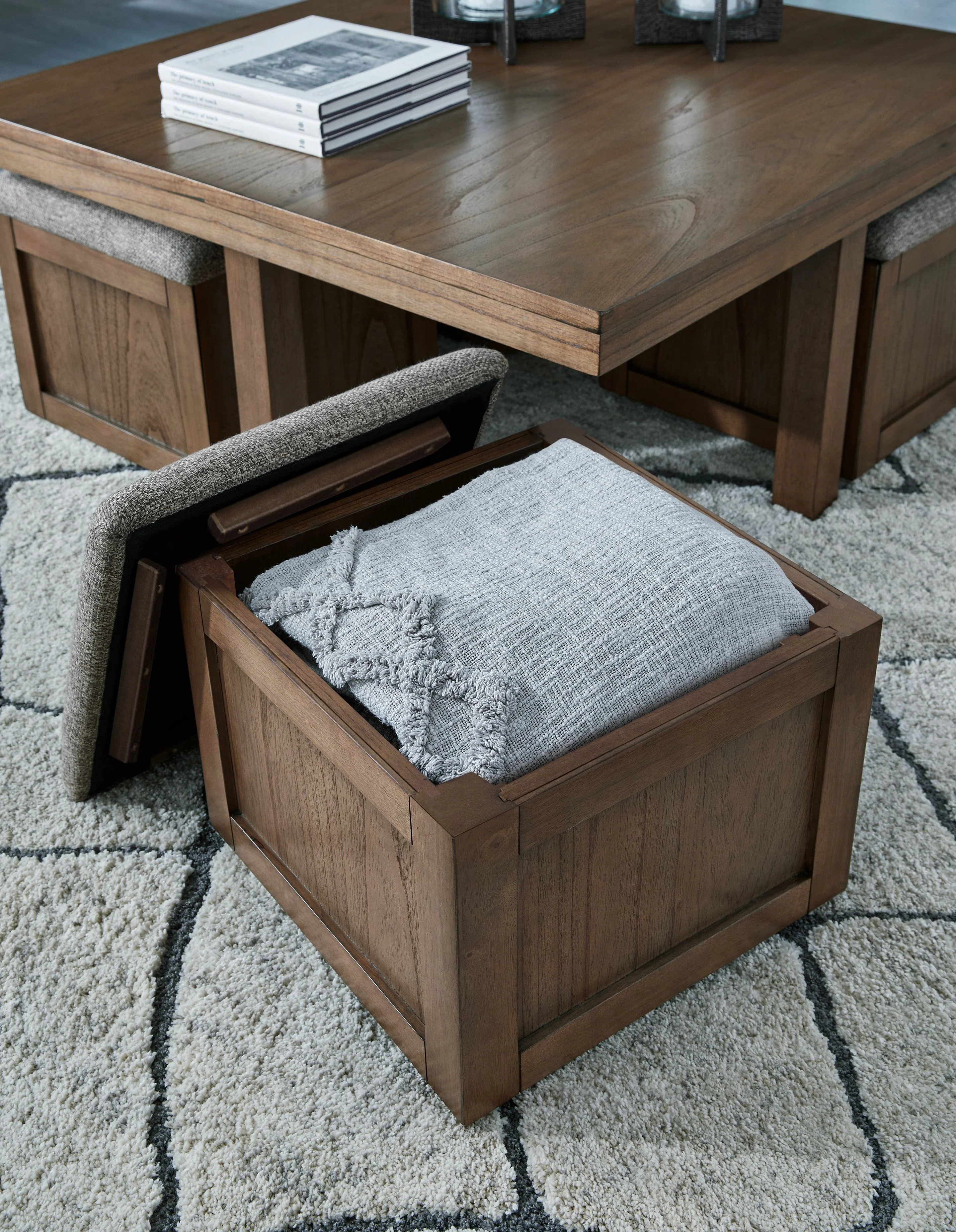 Boardernest - Cocktail Table With 4 Stools (Set of 5) - Brown - Image 3