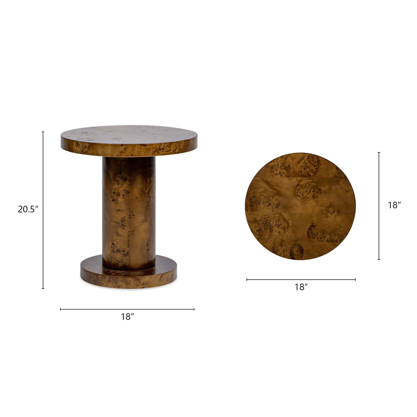 Bolin - Round Pillar Burl Accent Side Table - Walnut Brown - Image 4