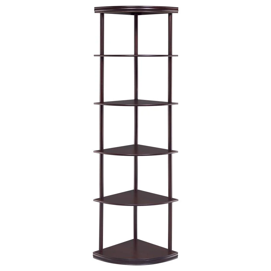 Bonwick - Wood 5-Shelf Corner Bookshelf - Cappuccino - Image 3