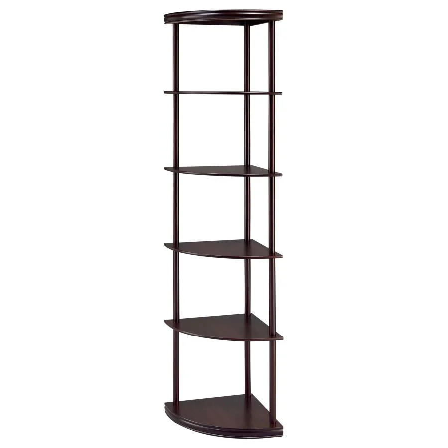 Bonwick - Wood 5-Shelf Corner Bookshelf - Cappuccino - Image 4