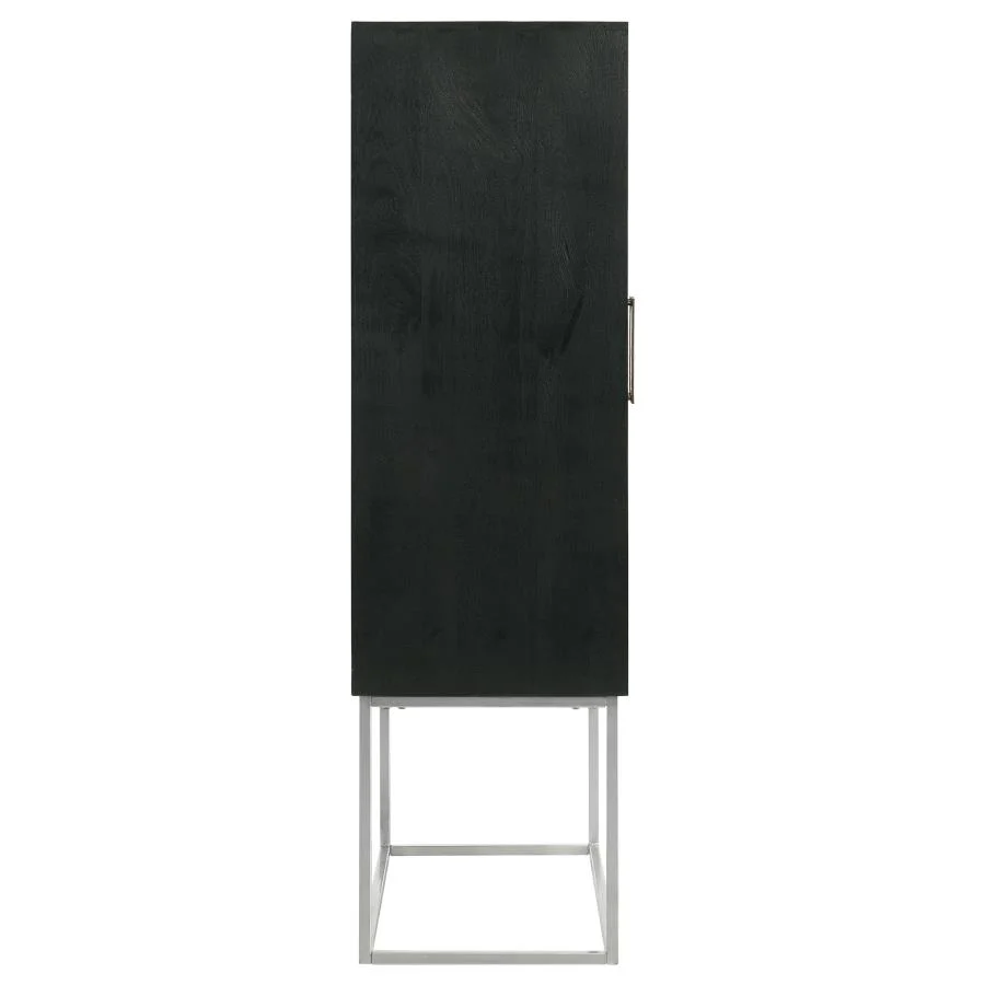Borman - 2 Door Home Bar Cabinet Wine Storage - Walnut And Black - Image 11
