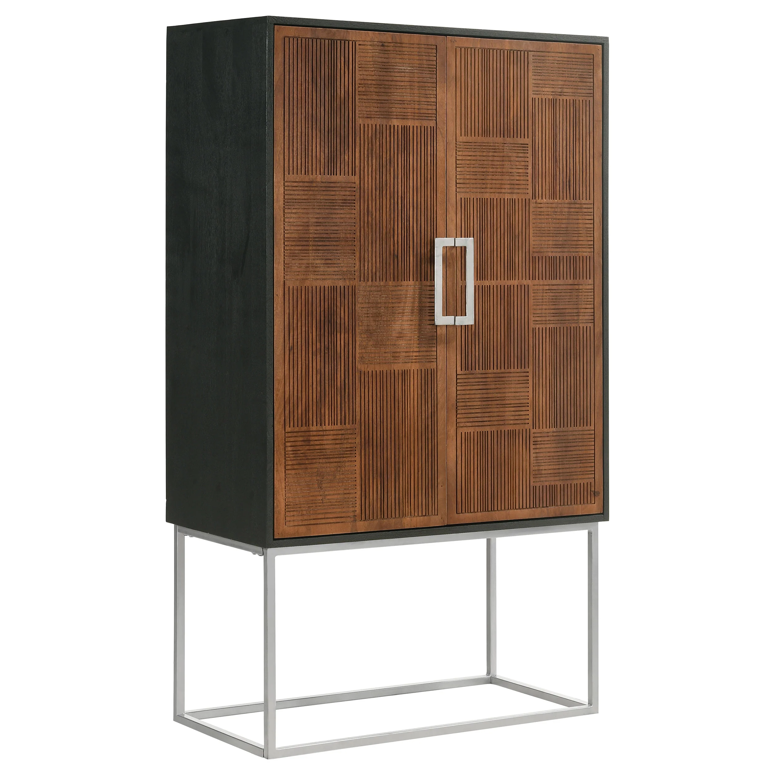 Borman - 2 Door Home Bar Cabinet Wine Storage - Walnut And Black - Image 17
